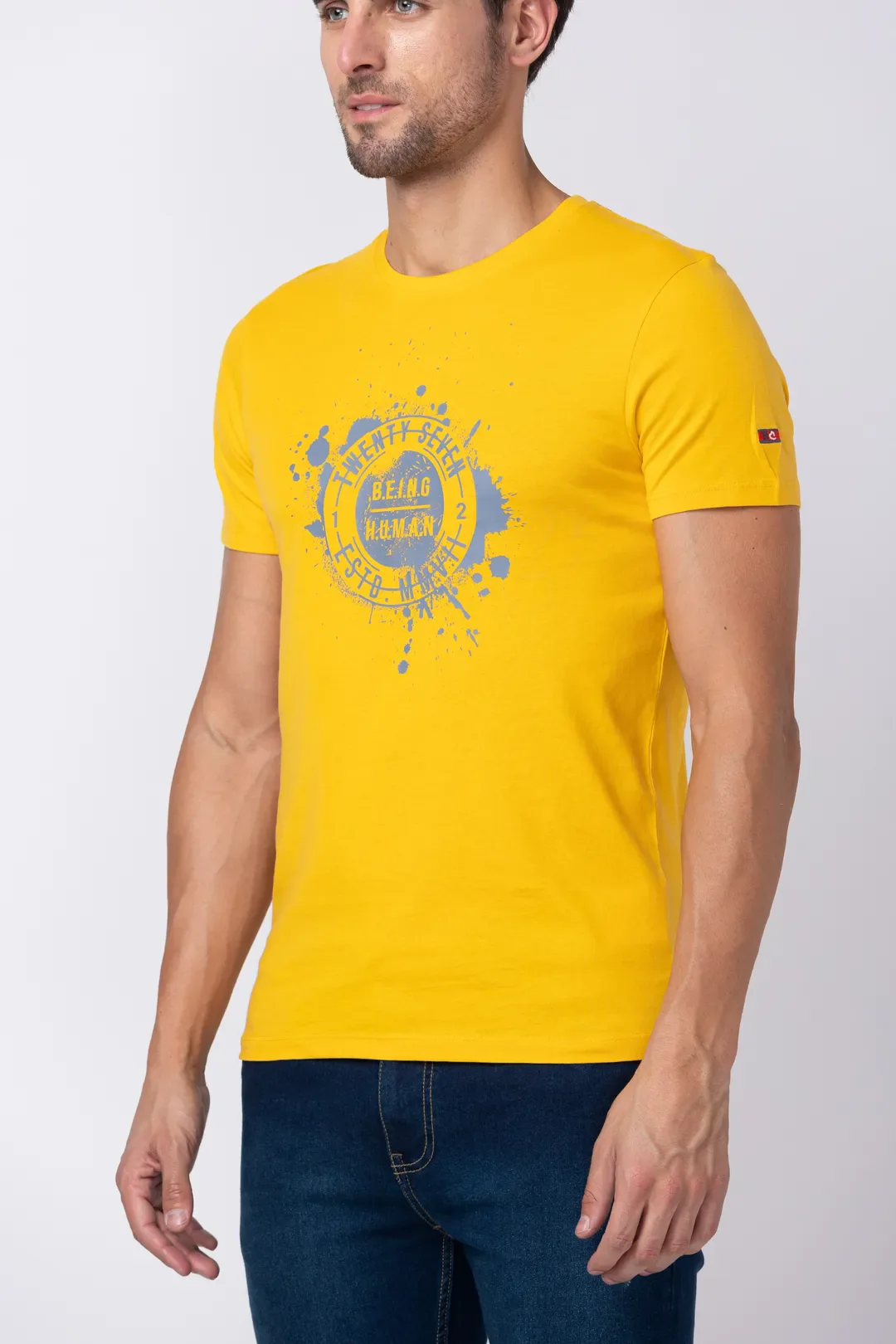 Yellow Regular Fit Men's Short Sleeves T-Shirt by Being Human Clothing - Image 5