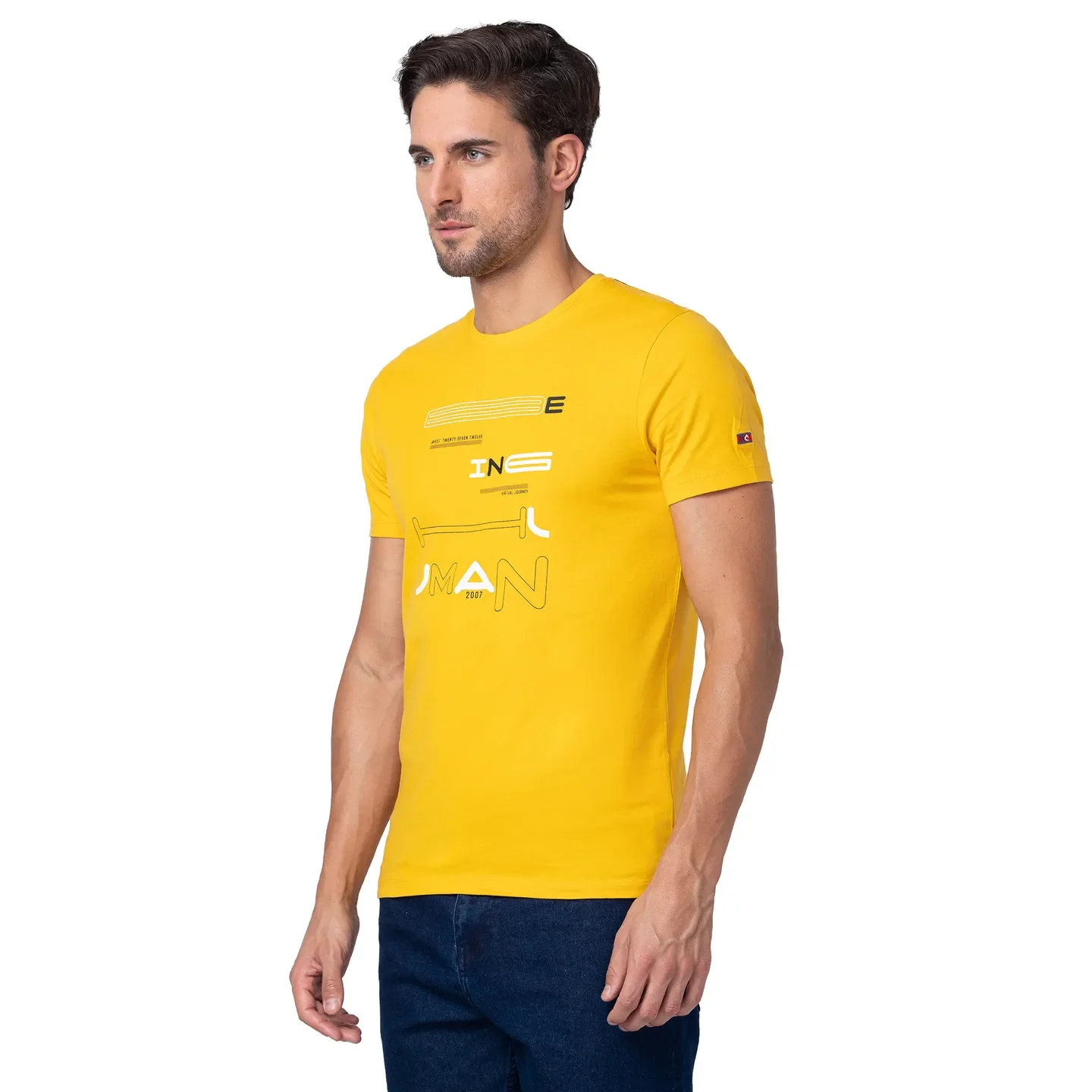 Yellow Regular Fit Men's Short Sleeves T-Shirt by Being Human Clothing - Image 4
