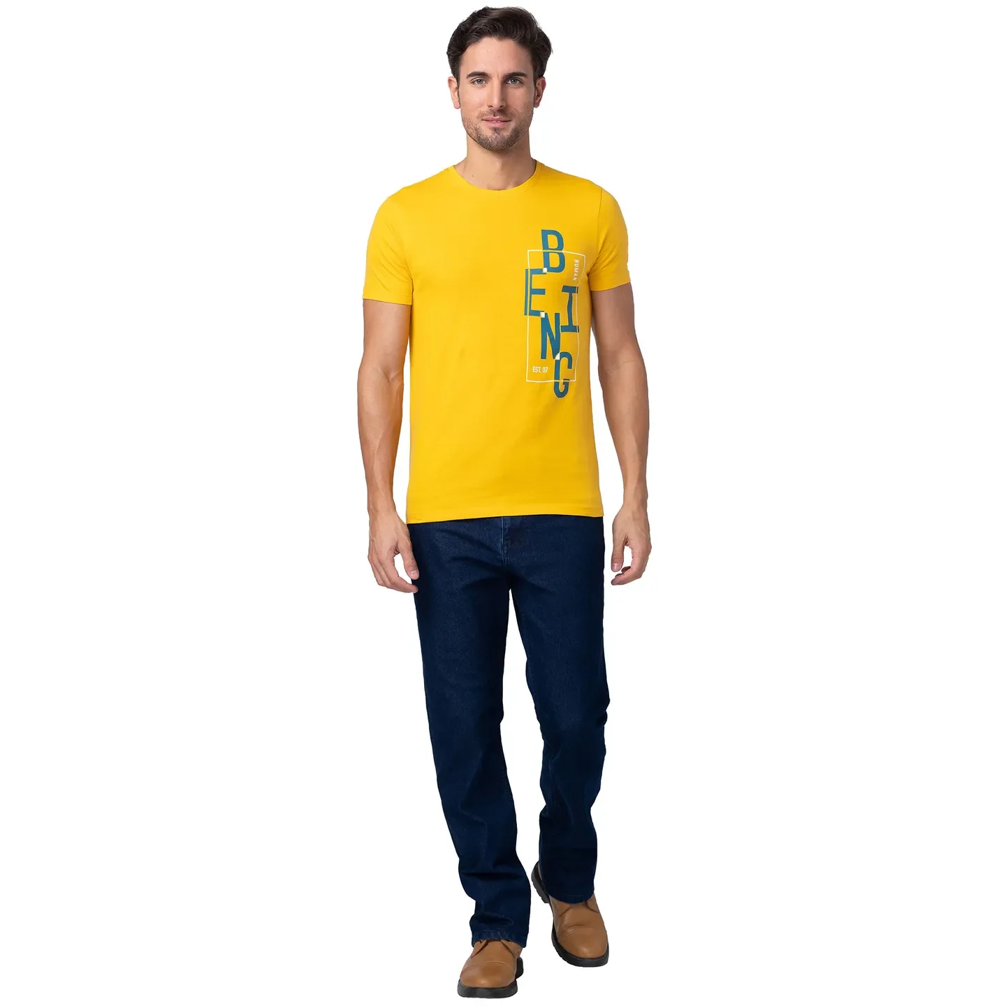 Yellow Regular Fit Men's Short Sleeves T-Shirt by Being Human Clothing - Image 2