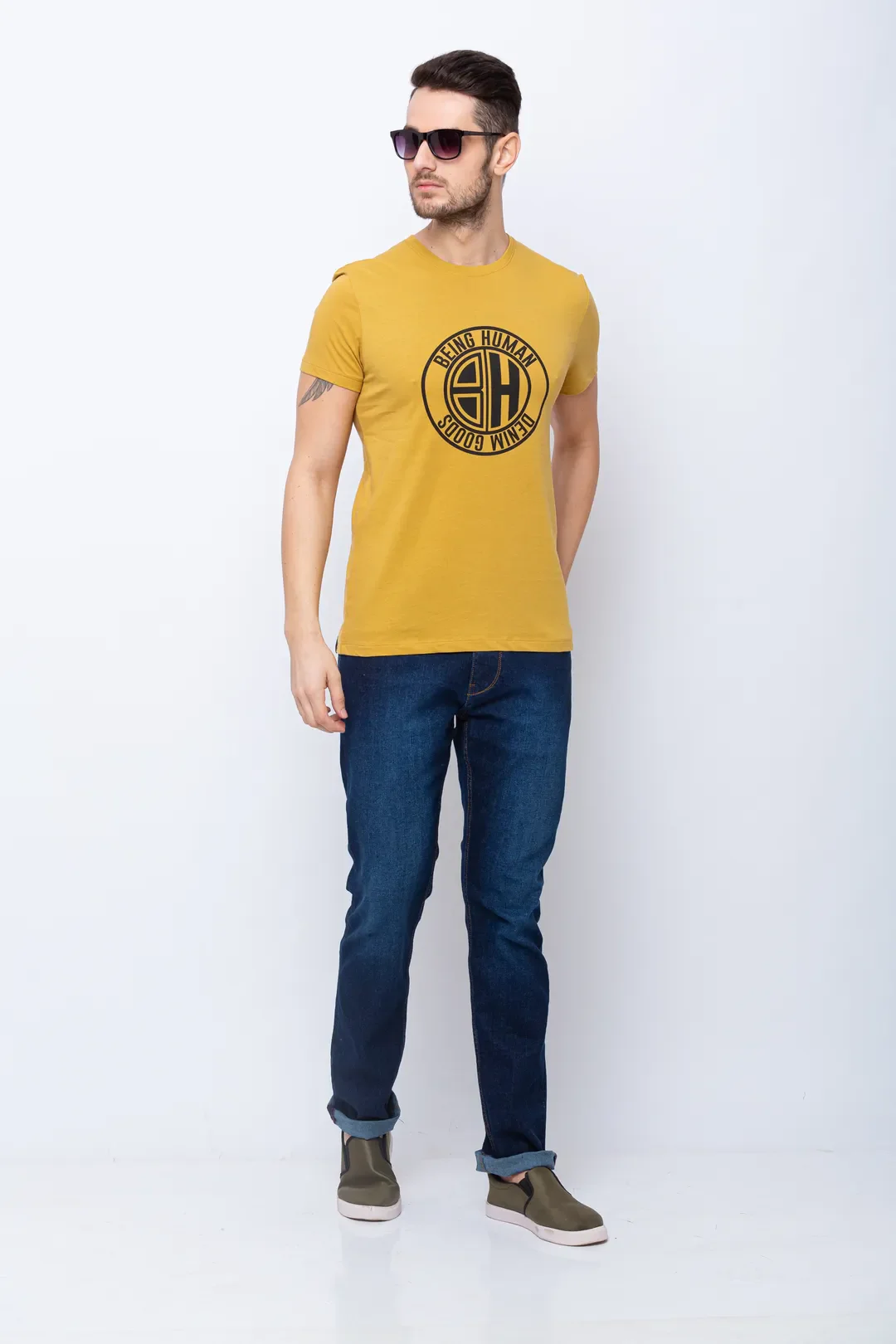 Yellow Regular Fit Men's Short Sleeves T-Shirt by Being Human Clothing - Image 5
