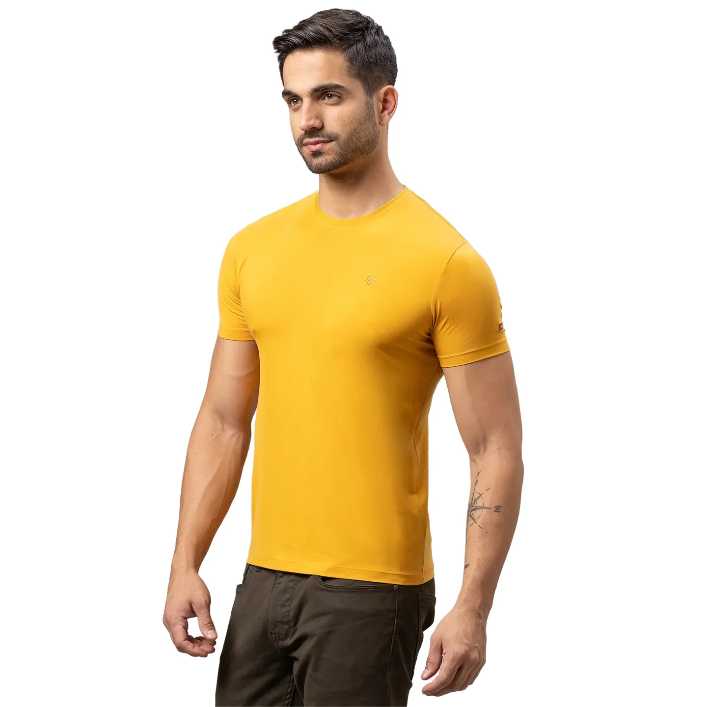 Yellow Regular Fit Men's Short Sleeves T-Shirt by Being Human Clothing - Image 4