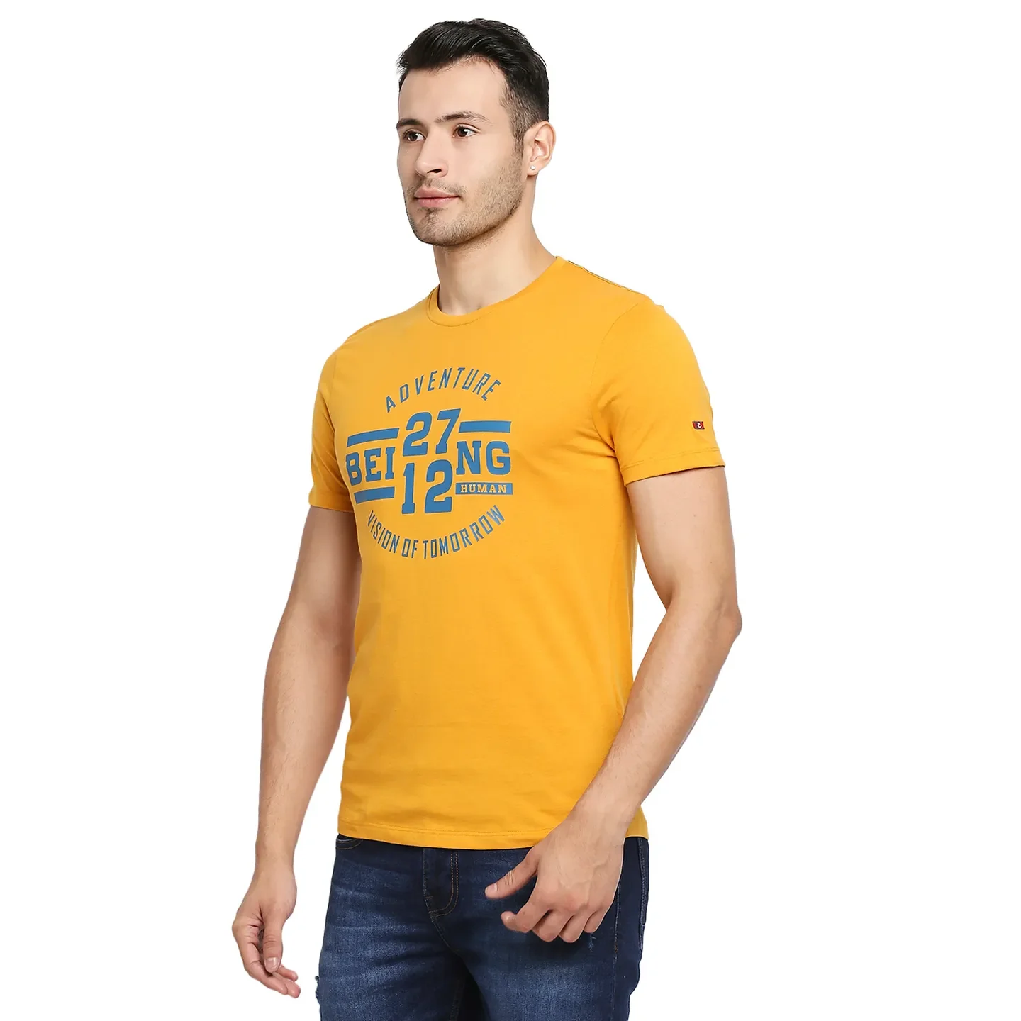 Yellow Regular Fit Men's Short Sleeves T-Shirt by Being Human Clothing - Image 2