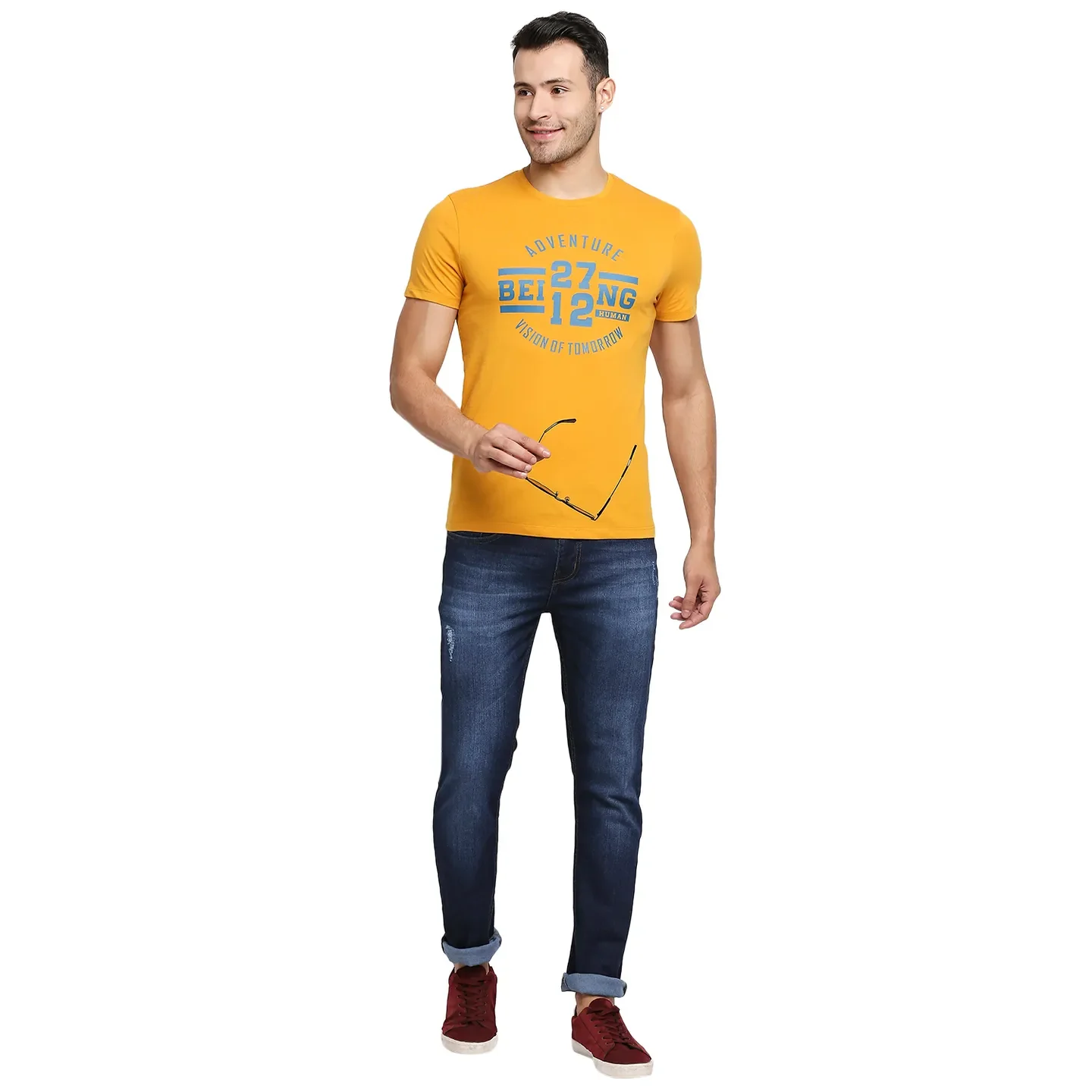 Yellow Regular Fit Men's Short Sleeves T-Shirt by Being Human Clothing - Image 6