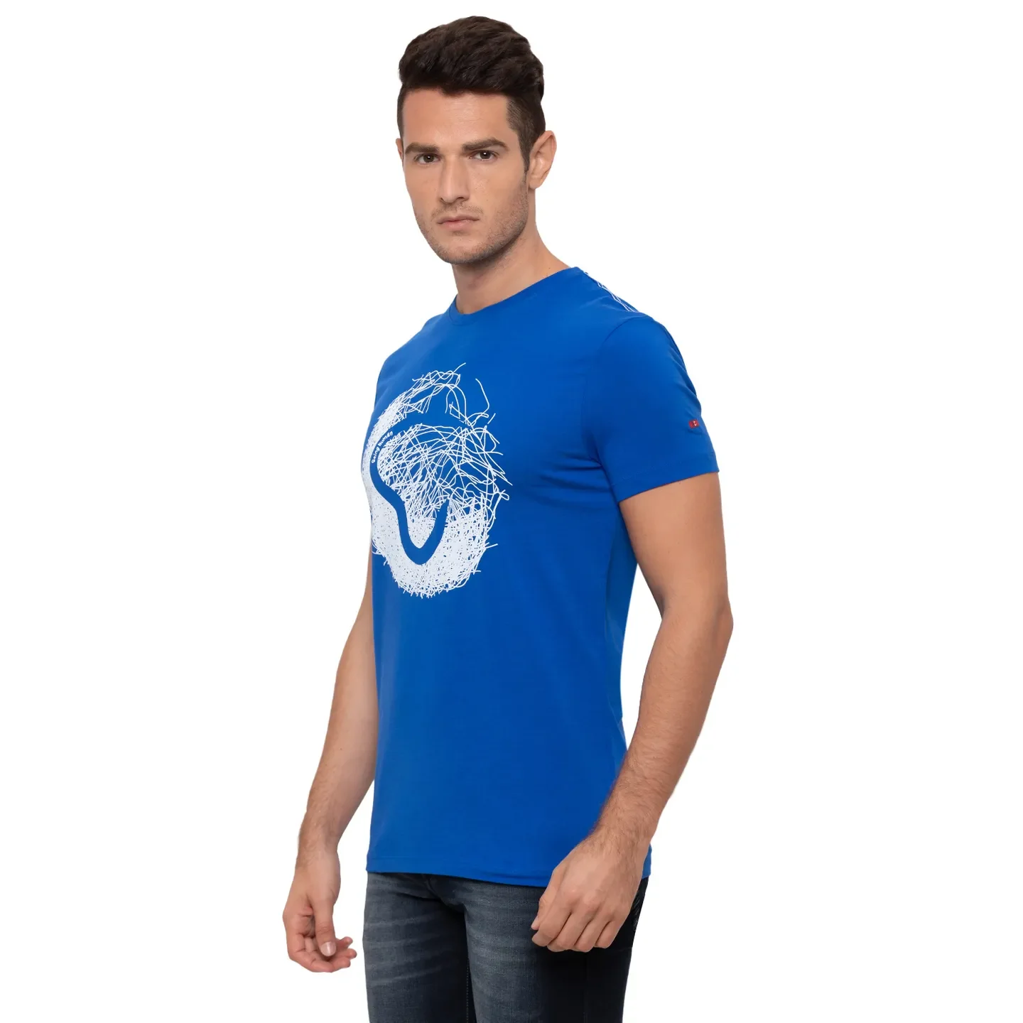 Blue Regular Fit Men's Short Sleeves T-Shirt by Being Human Clothing - Image 4
