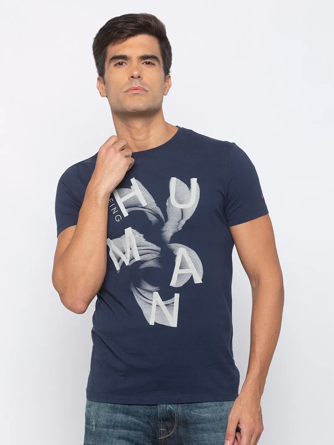 Blue Regular Fit Men's Short Sleeves T-Shirt by Being Human Clothing