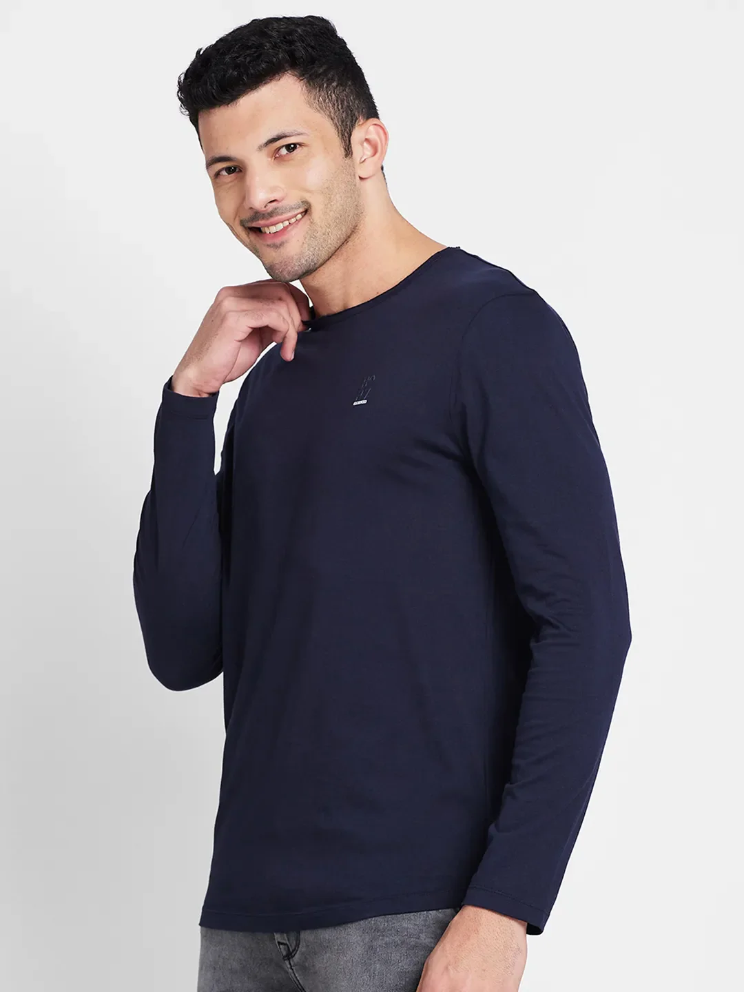 Navy Regular Fit Round Neck Men's T-Shirt by Being Human Clothing - Image 4