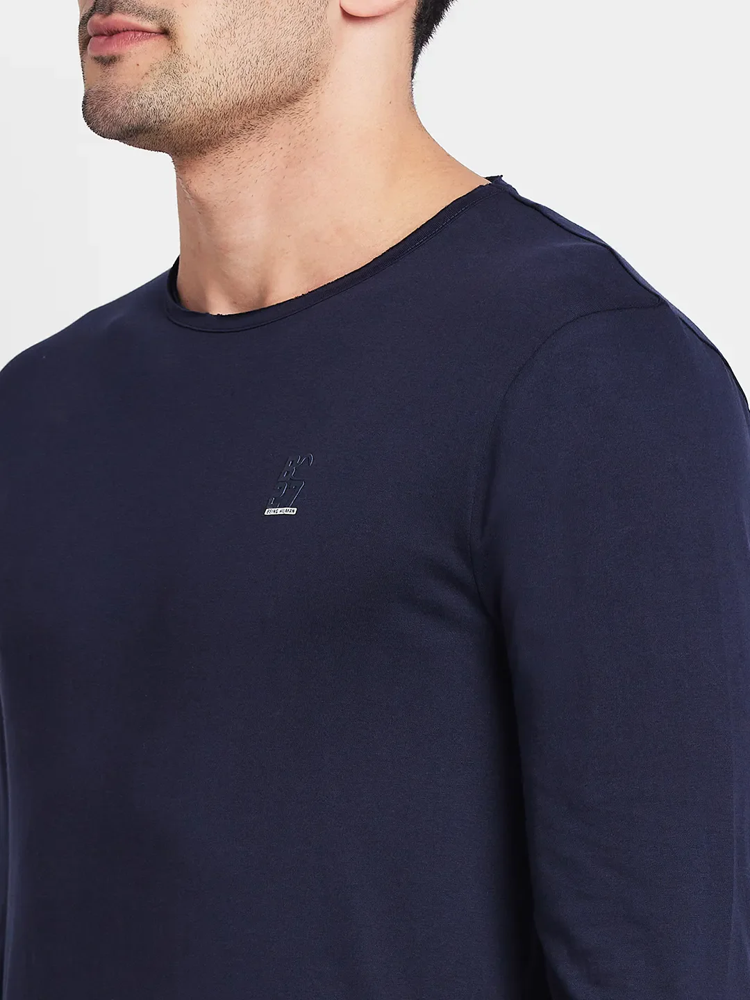 Navy Regular Fit Round Neck Men's T-Shirt by Being Human Clothing - Image 5