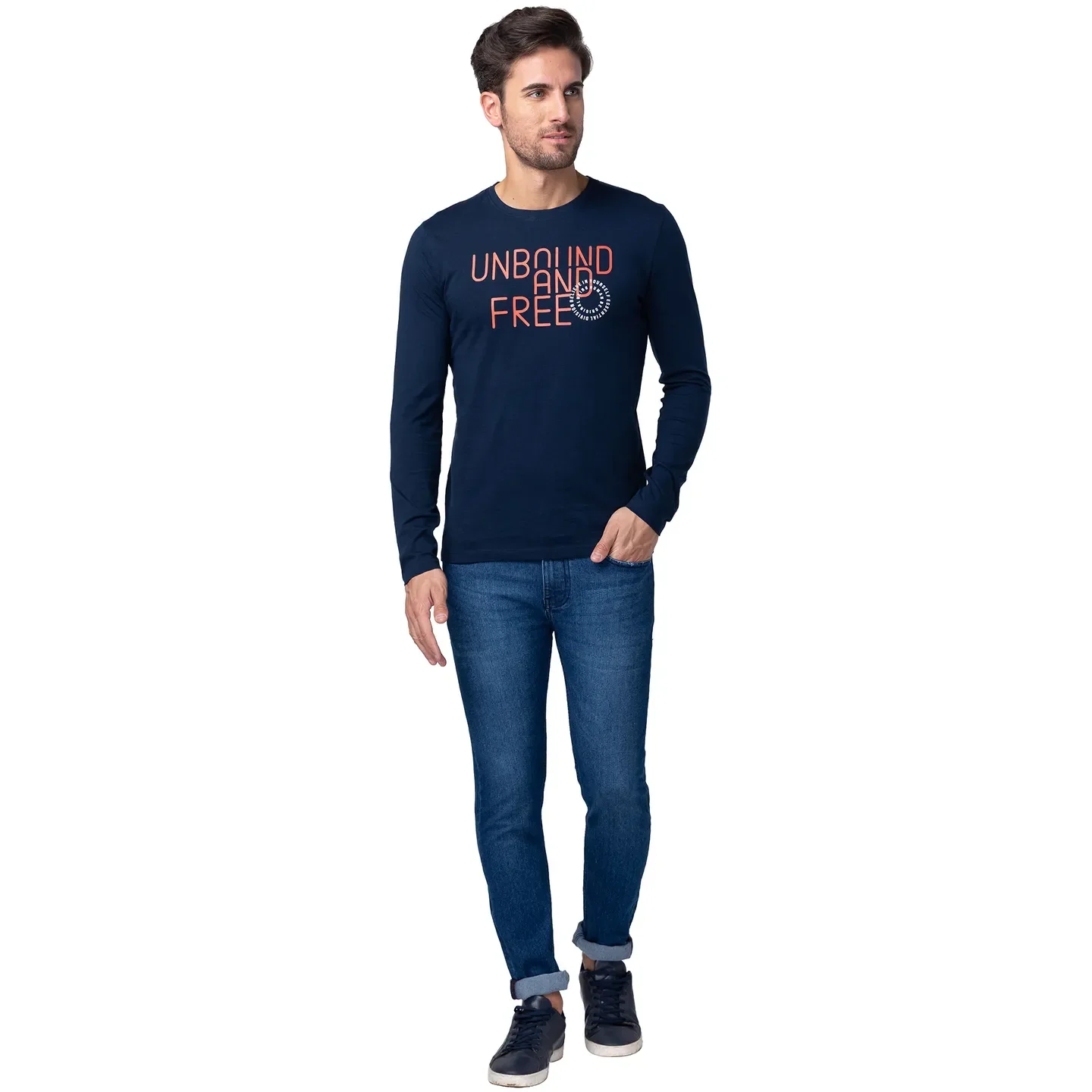 Blue Regular Fit Men's Long Sleeves T-Shirt by Being Human Clothing - Image 5