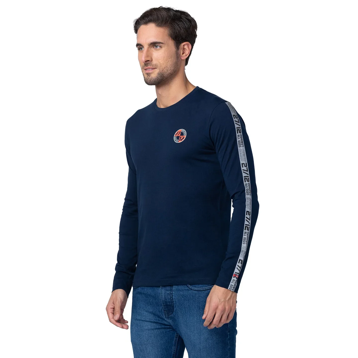 Blue Regular Fit Men's Long Sleeves T-Shirt by Being Human Clothing - Image 2