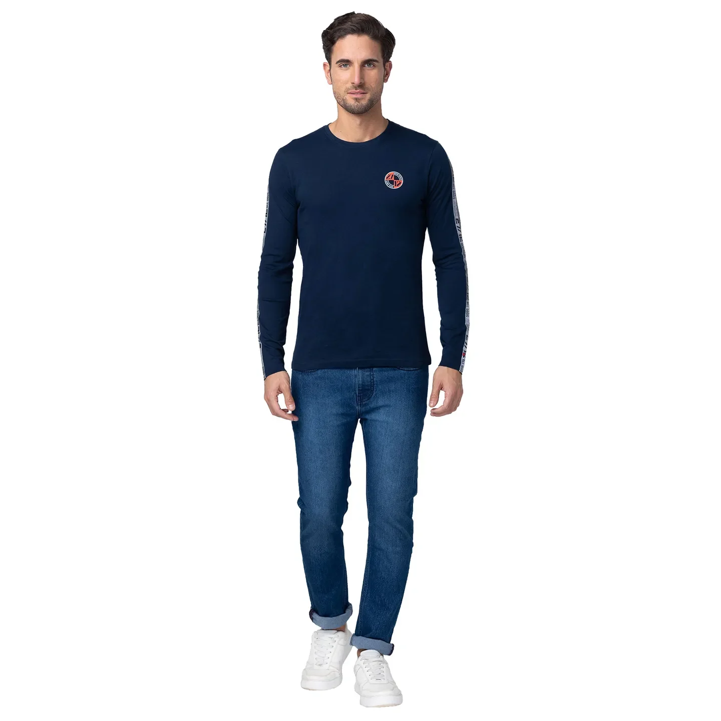 Blue Regular Fit Men's Long Sleeves T-Shirt by Being Human Clothing - Image 5