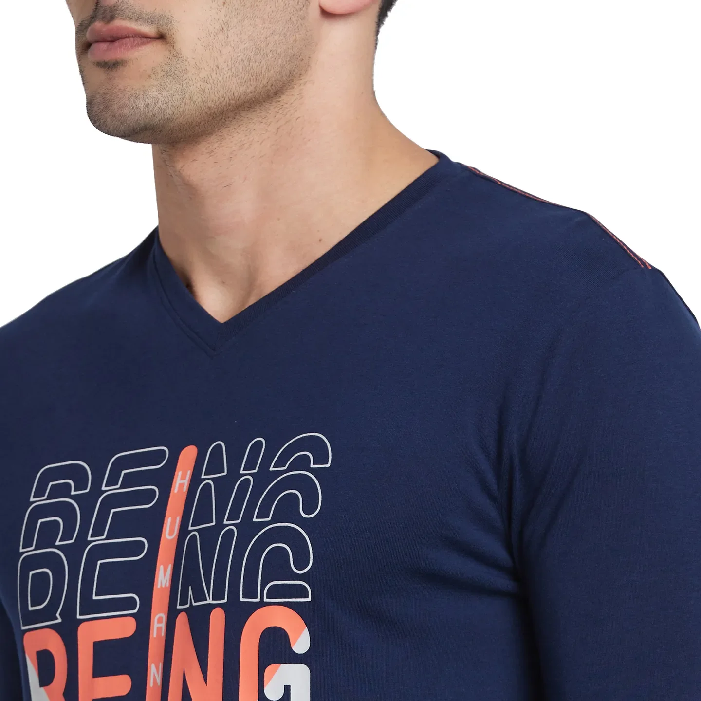 Blue Regular Fit Men's Long Sleeves T-Shirt by Being Human Clothing - Image 4