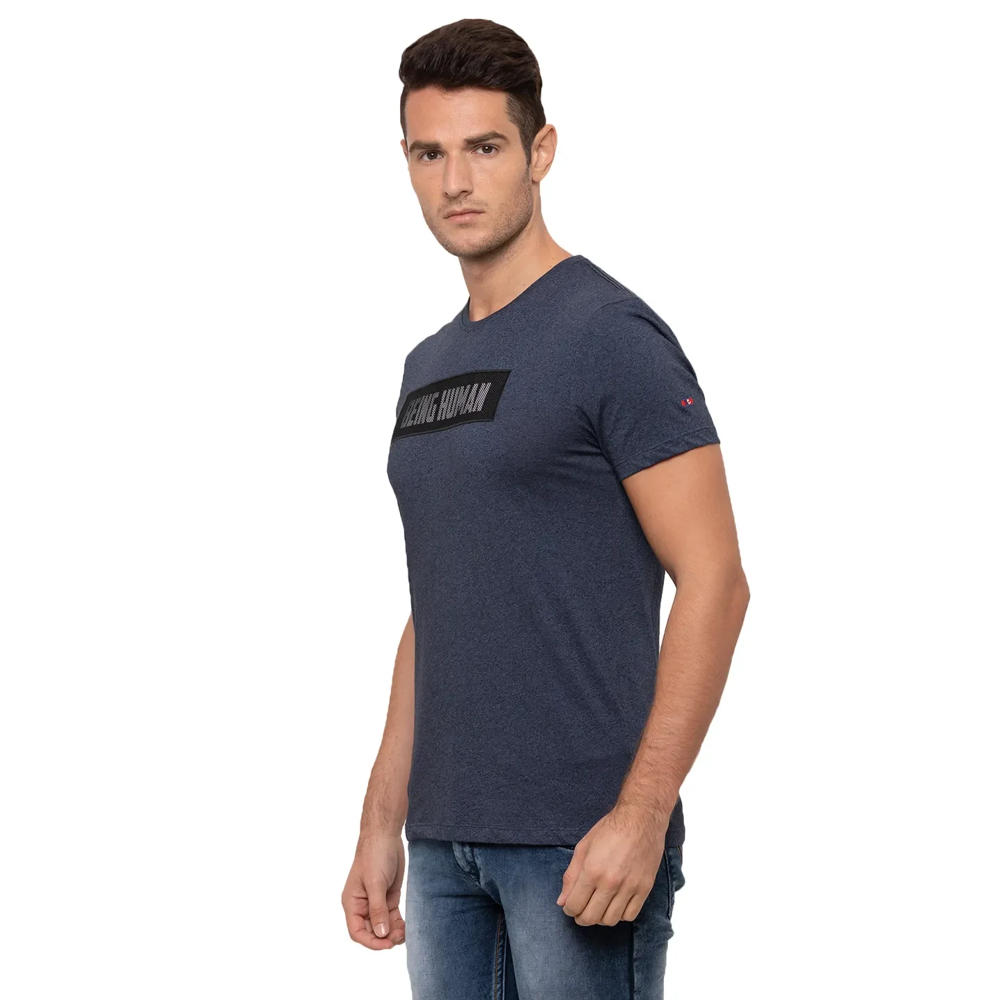 Blue Regular Fit Men's Short Sleeves T-Shirt by Being Human Clothing - Image 2