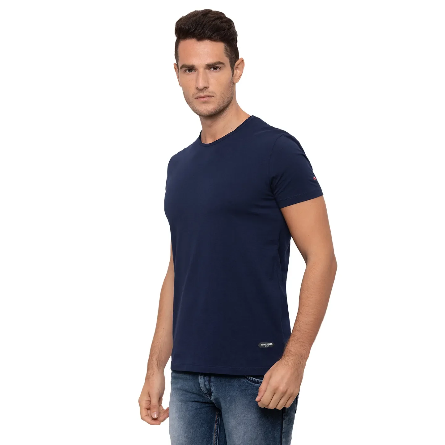 Blue Regular Fit Men's T-Shirt by Being Human Clothing - Image 4