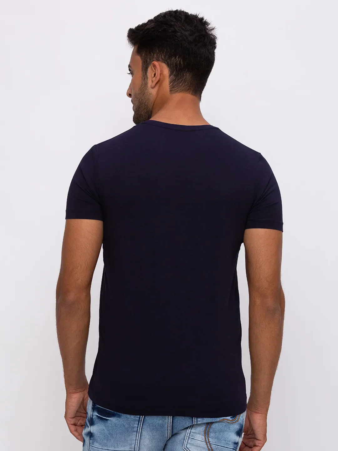 Blue Regular Fit Men's Short Sleeves T-Shirt by Being Human Clothing - Image 2