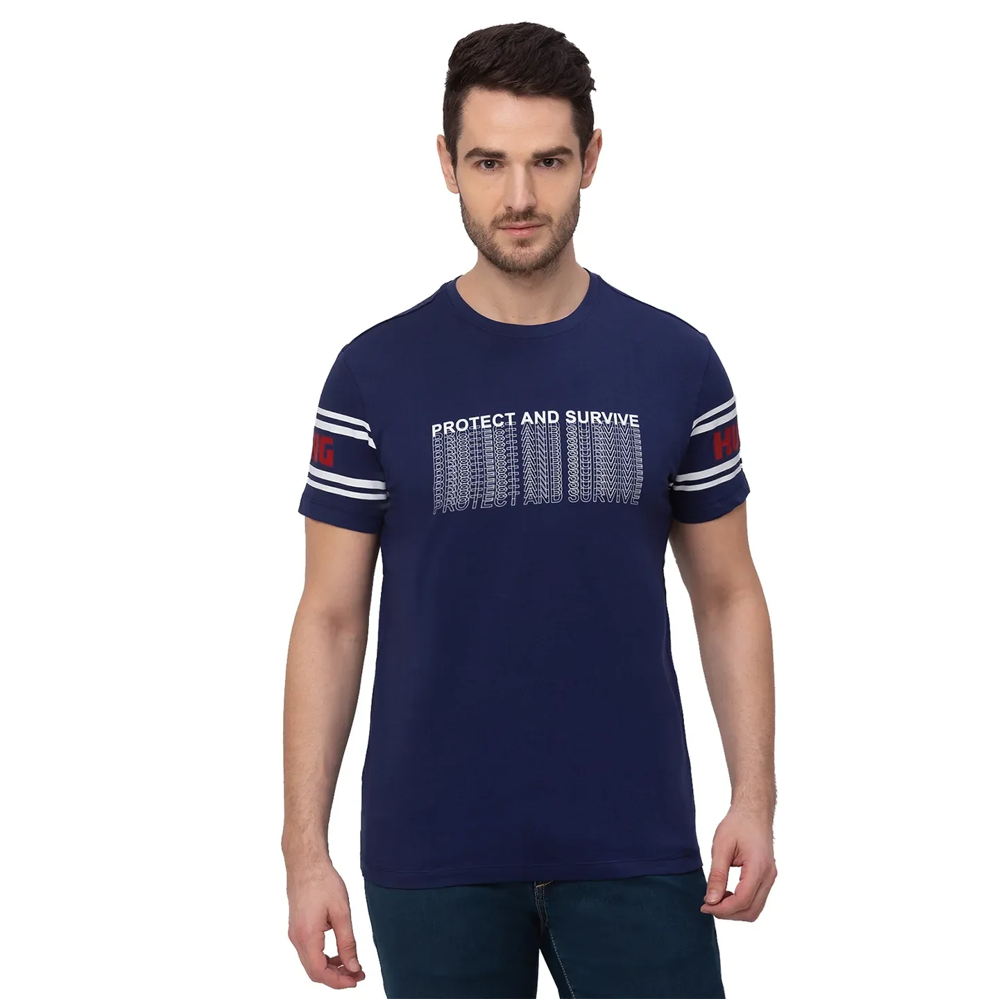 Blue Regular Fit Men's Short Sleeves T-Shirt by Being Human Clothing