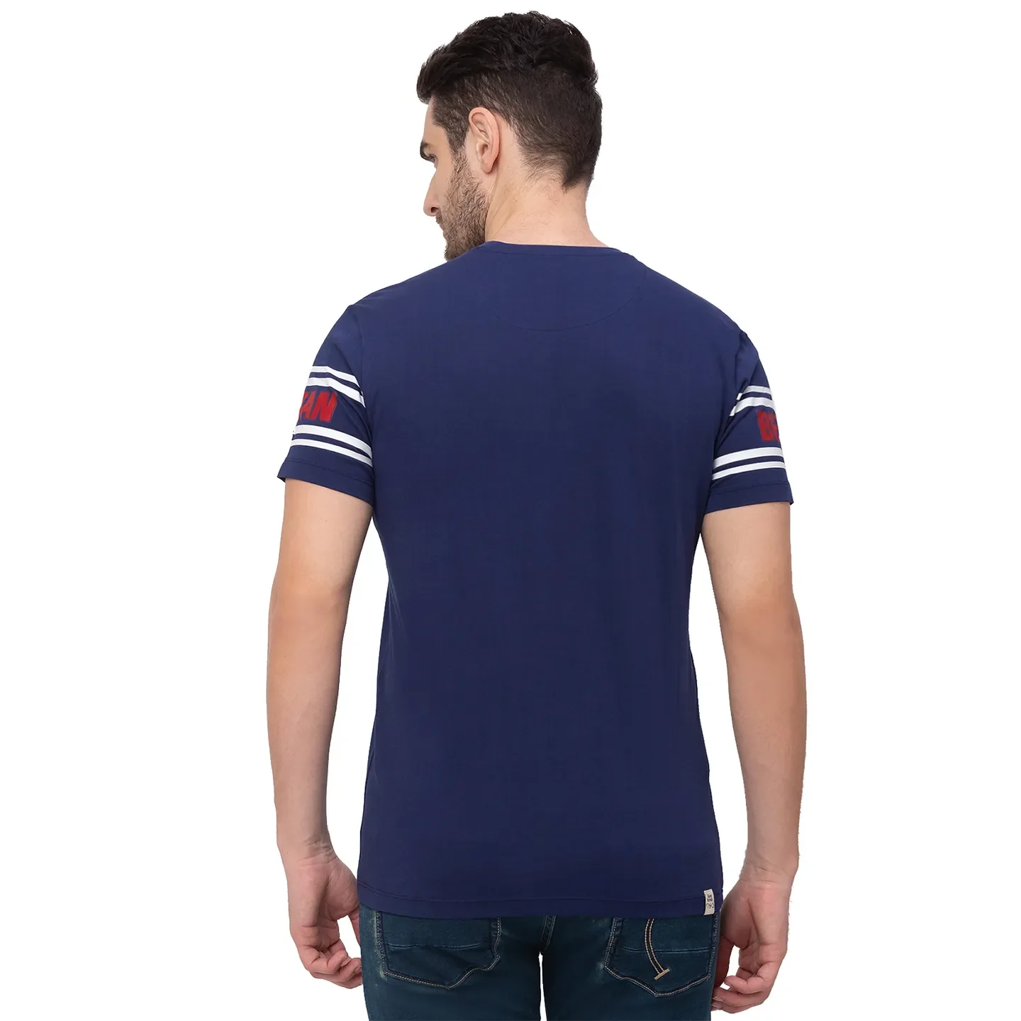 Blue Regular Fit Men's Short Sleeves T-Shirt by Being Human Clothing - Image 2