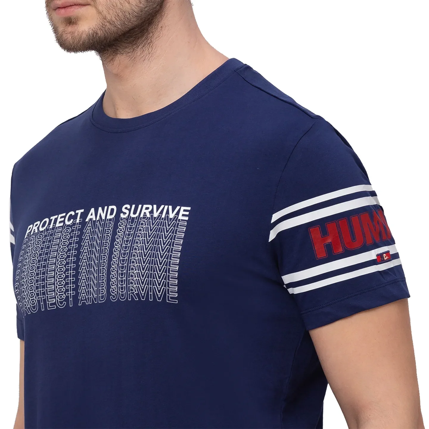 Blue Regular Fit Men's Short Sleeves T-Shirt by Being Human Clothing - Image 4