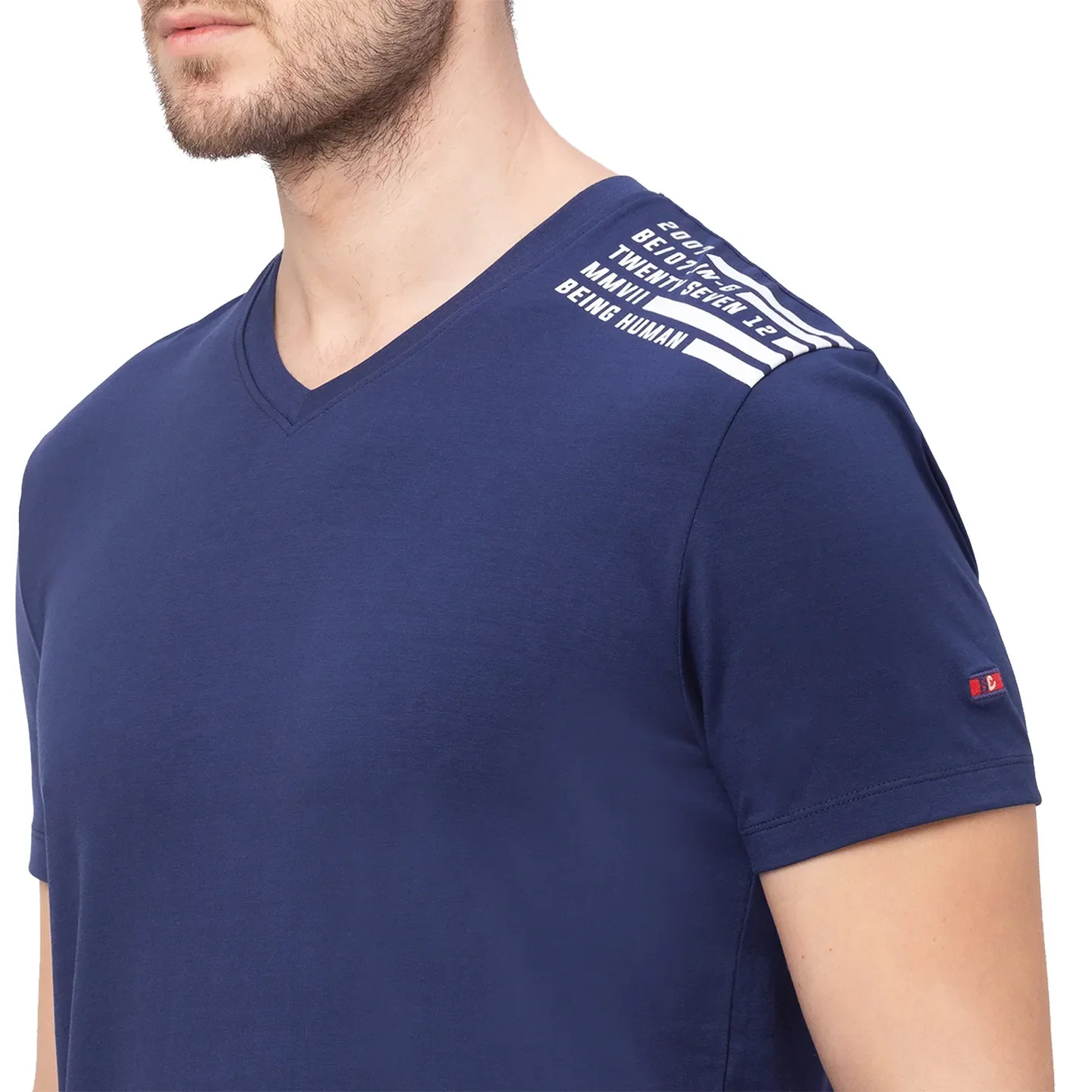 Blue Regular Fit Men's Short Sleeves T-Shirt by Being Human Clothing - Image 4