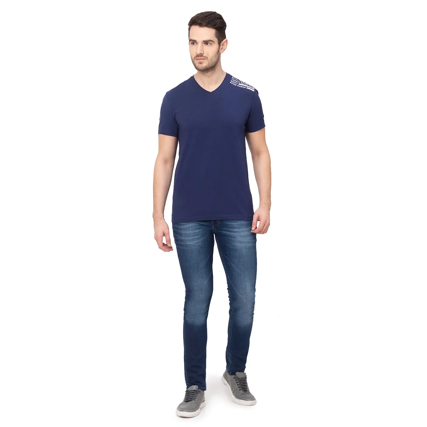 Blue Regular Fit Men's Short Sleeves T-Shirt by Being Human Clothing - Image 5