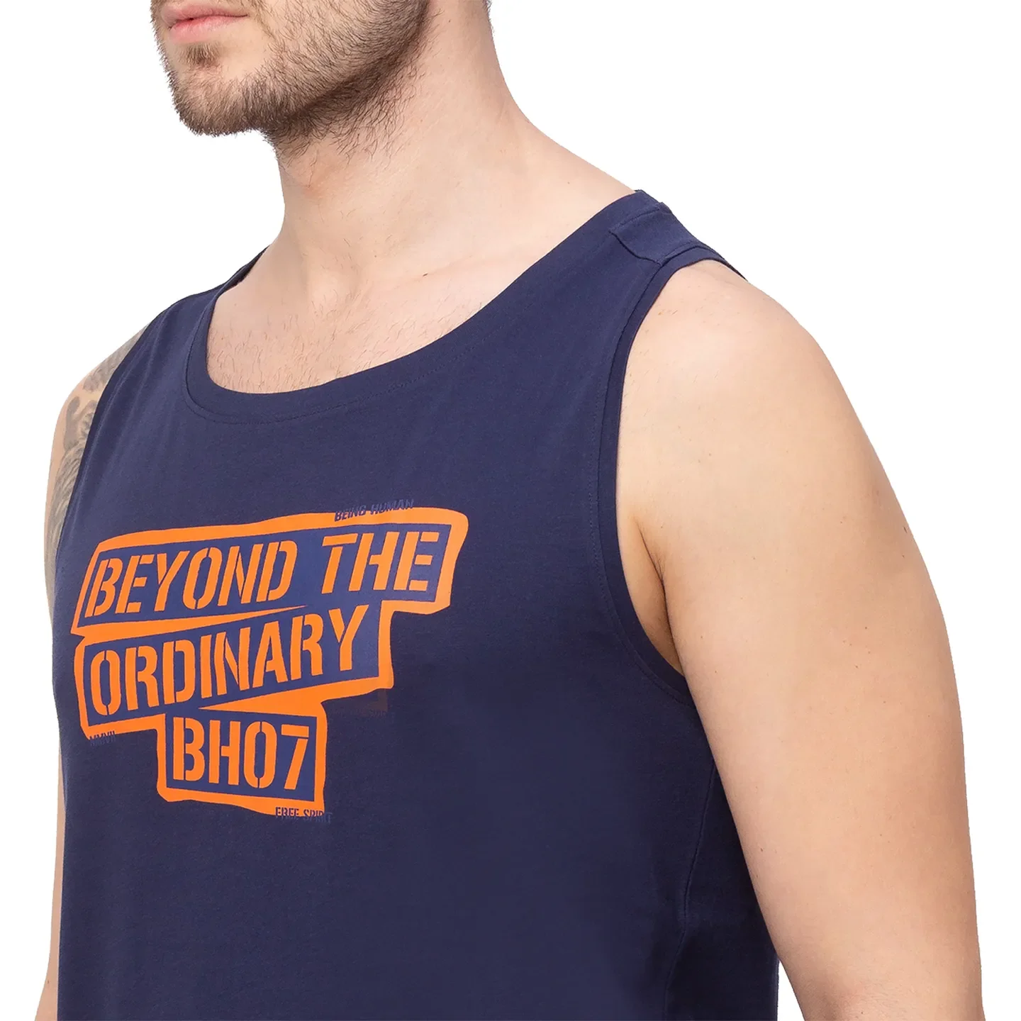 Navy Regular Fit Round Neck Men's T-Shirt by Being Human Clothing - Image 5