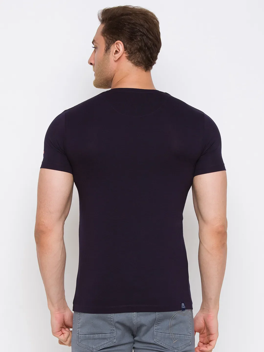 Navy Regular Fit Round Neck Men's T-Shirt by Being Human Clothing - Image 8
