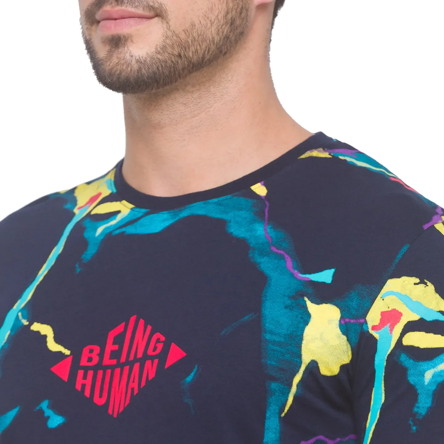Navy Regular Fit Round Neck Men's T-Shirt by Being Human Clothing - Image 4