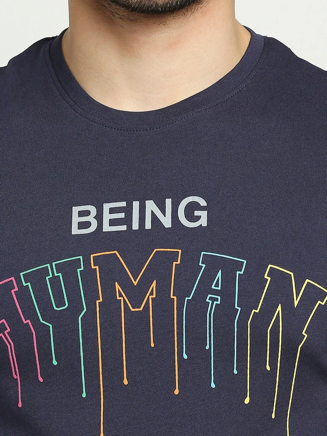 Navy Regular Fit Round Neck Men's T-Shirt by Being Human Clothing - Image 4