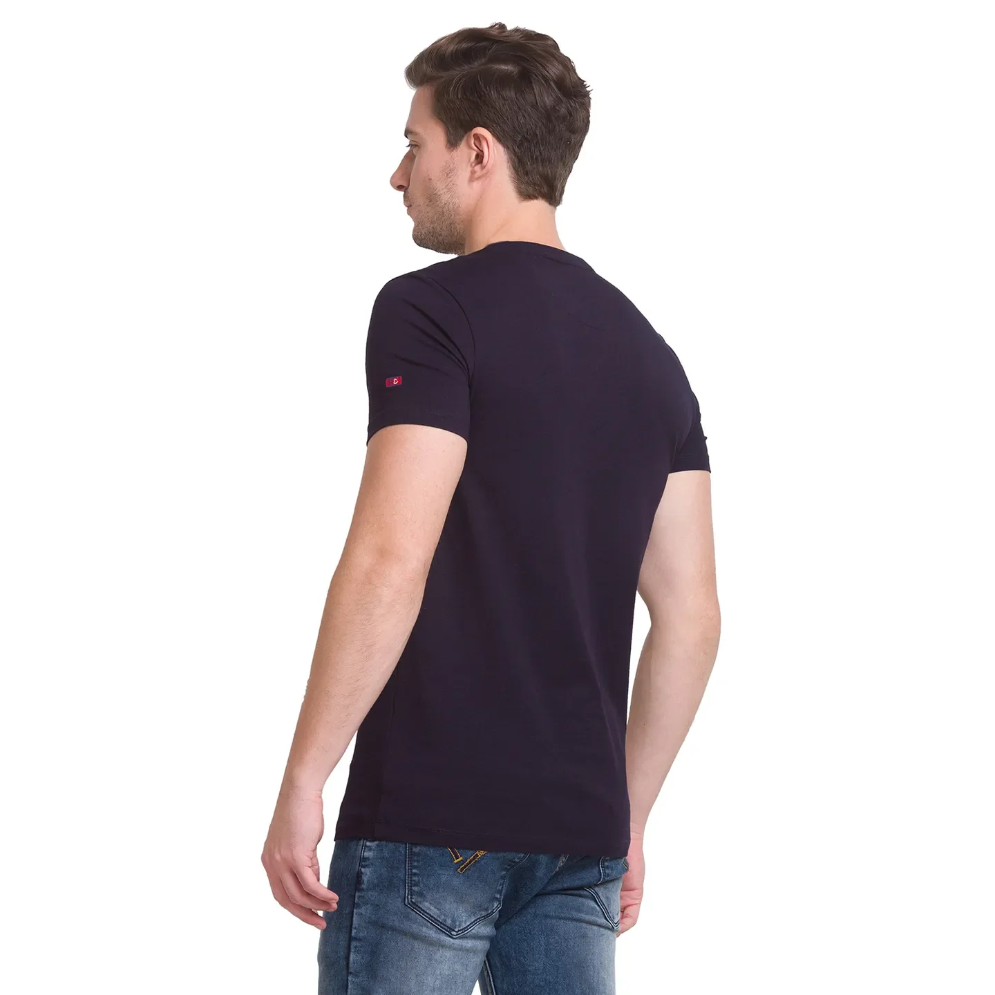 Navy Regular Fit Round Neck Men's T-Shirt by Being Human Clothing - Image 9