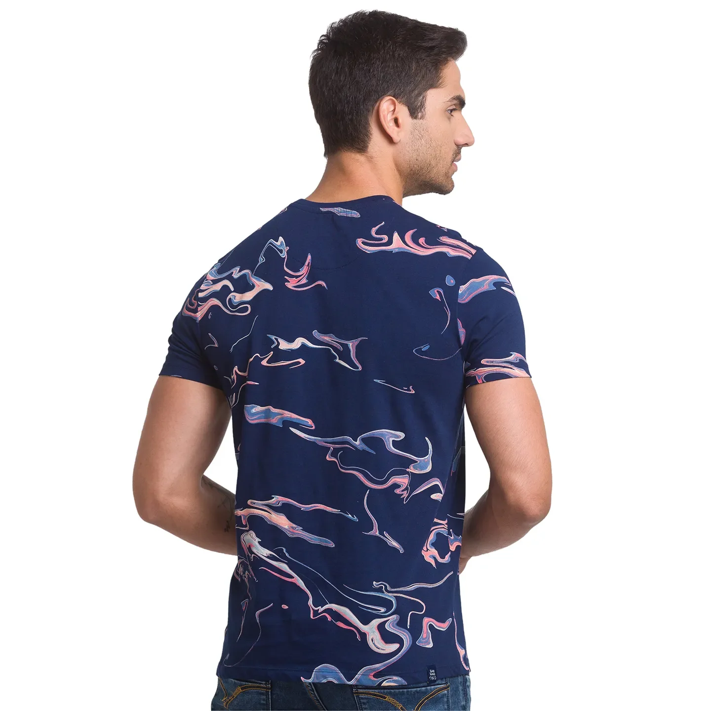 Navy Regular Fit Round Neck Men's T-Shirt by Being Human Clothing - Image 4