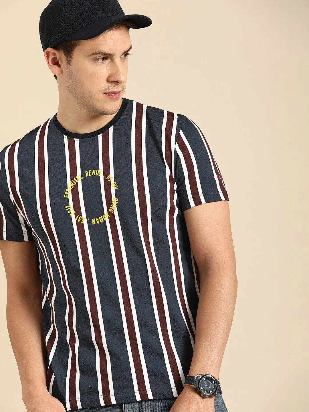 Blue Regular Fit Men's Short Sleeves T-Shirt by Being Human Clothing - Image 2