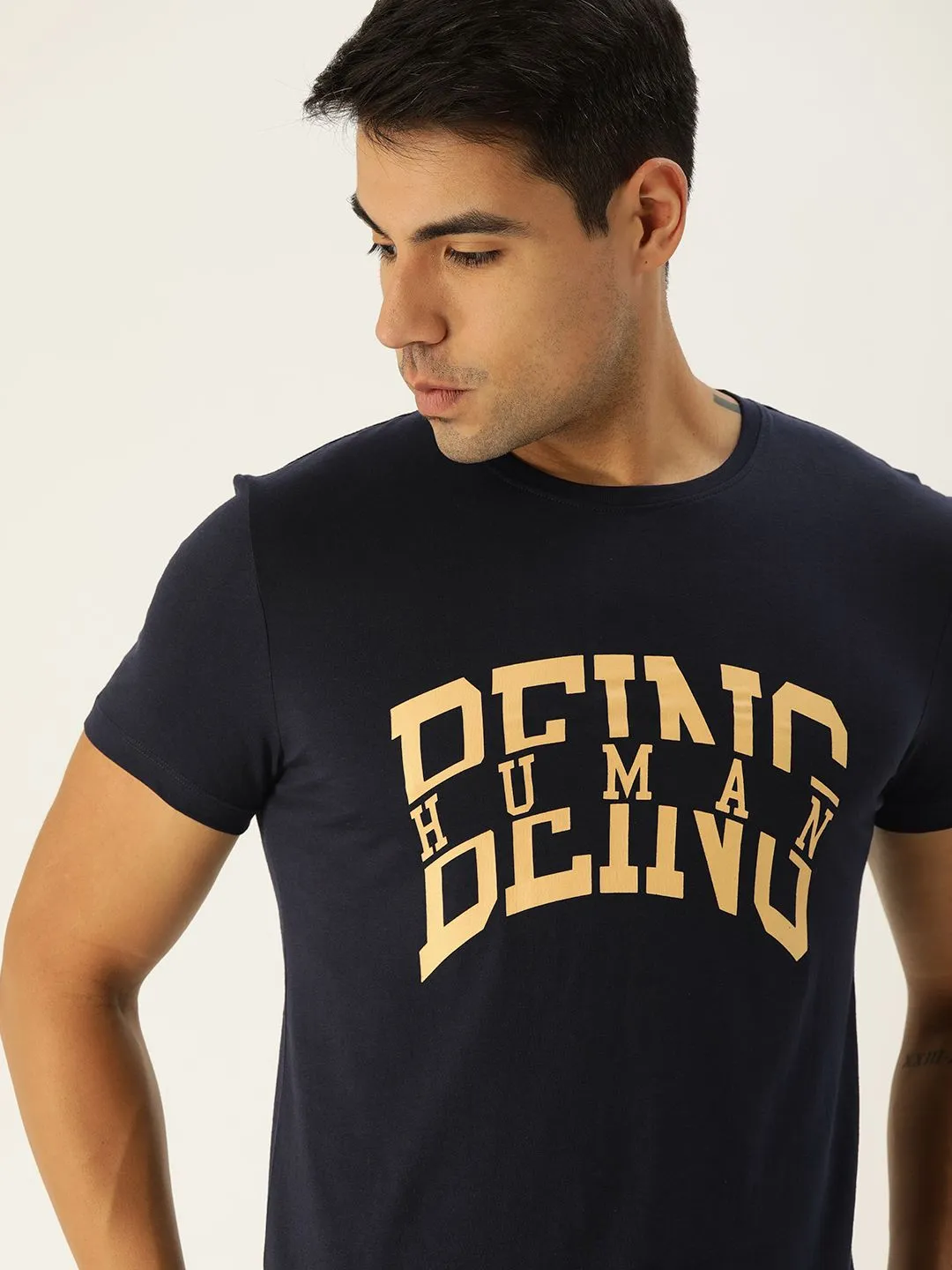 Blue Regular Fit Men's Short Sleeves T-Shirt by Being Human Clothing - Image 3