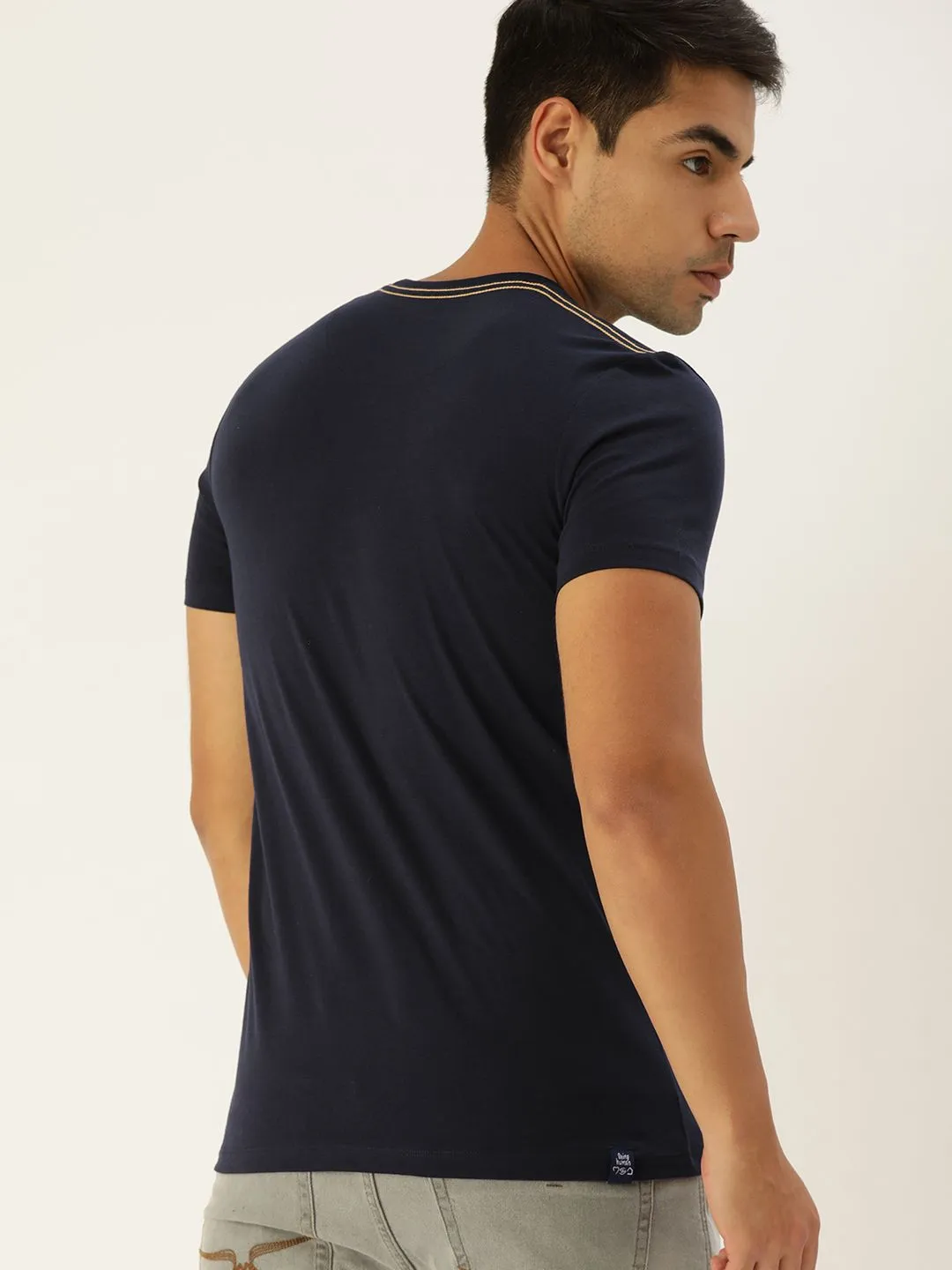 Blue Regular Fit Men's Short Sleeves T-Shirt by Being Human Clothing - Image 4