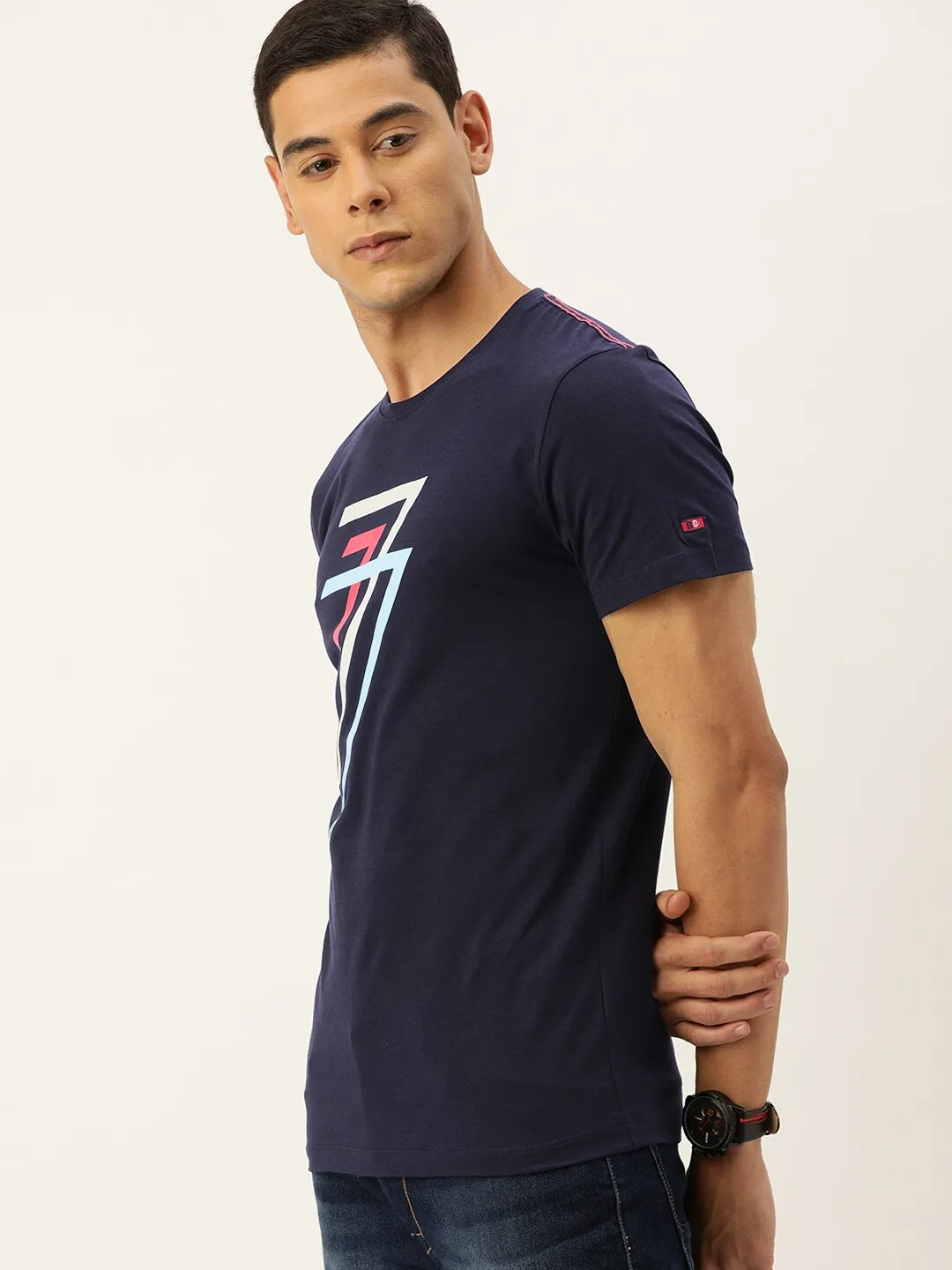 Blue Regular Fit Men's Short Sleeves T-Shirt by Being Human Clothing - Image 2