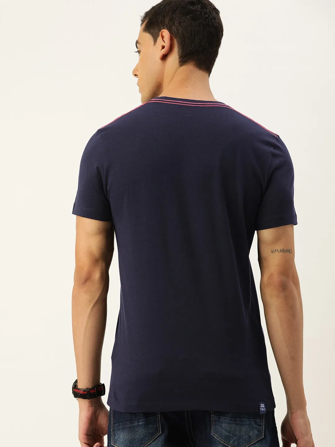 Blue Regular Fit Men's Short Sleeves T-Shirt by Being Human Clothing - Image 3