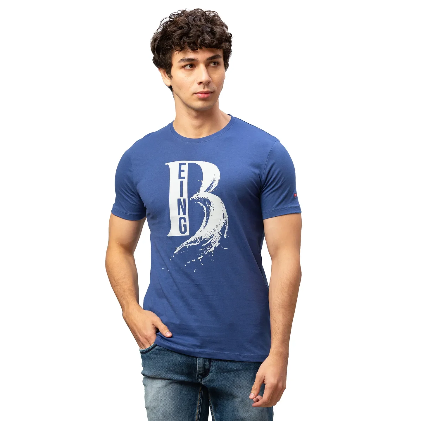 Blue Regular Fit Men's Short Sleeves T-Shirt by Being Human Clothing