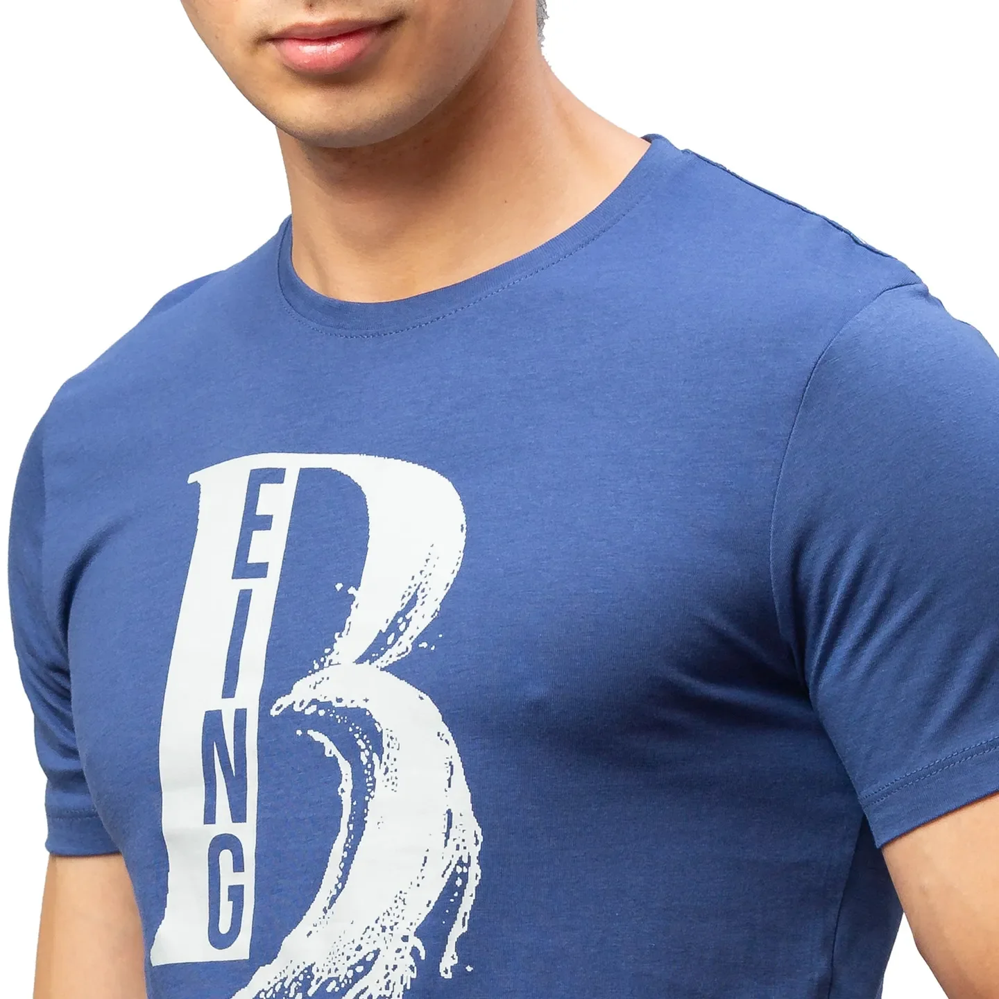 Blue Regular Fit Men's Short Sleeves T-Shirt by Being Human Clothing - Image 5