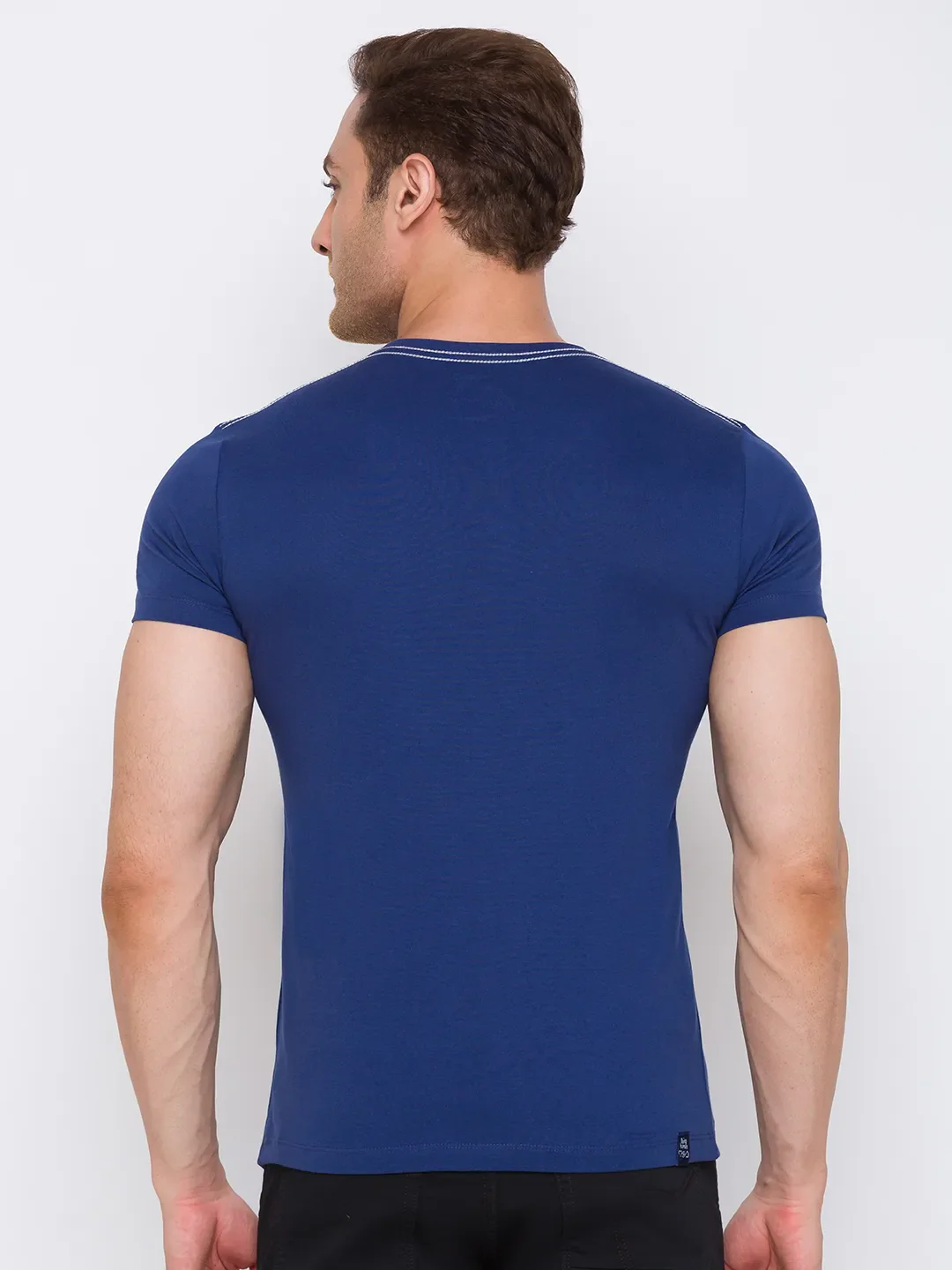 Blue Regular Fit Men's Short Sleeves T-Shirt by Being Human Clothing - Image 3