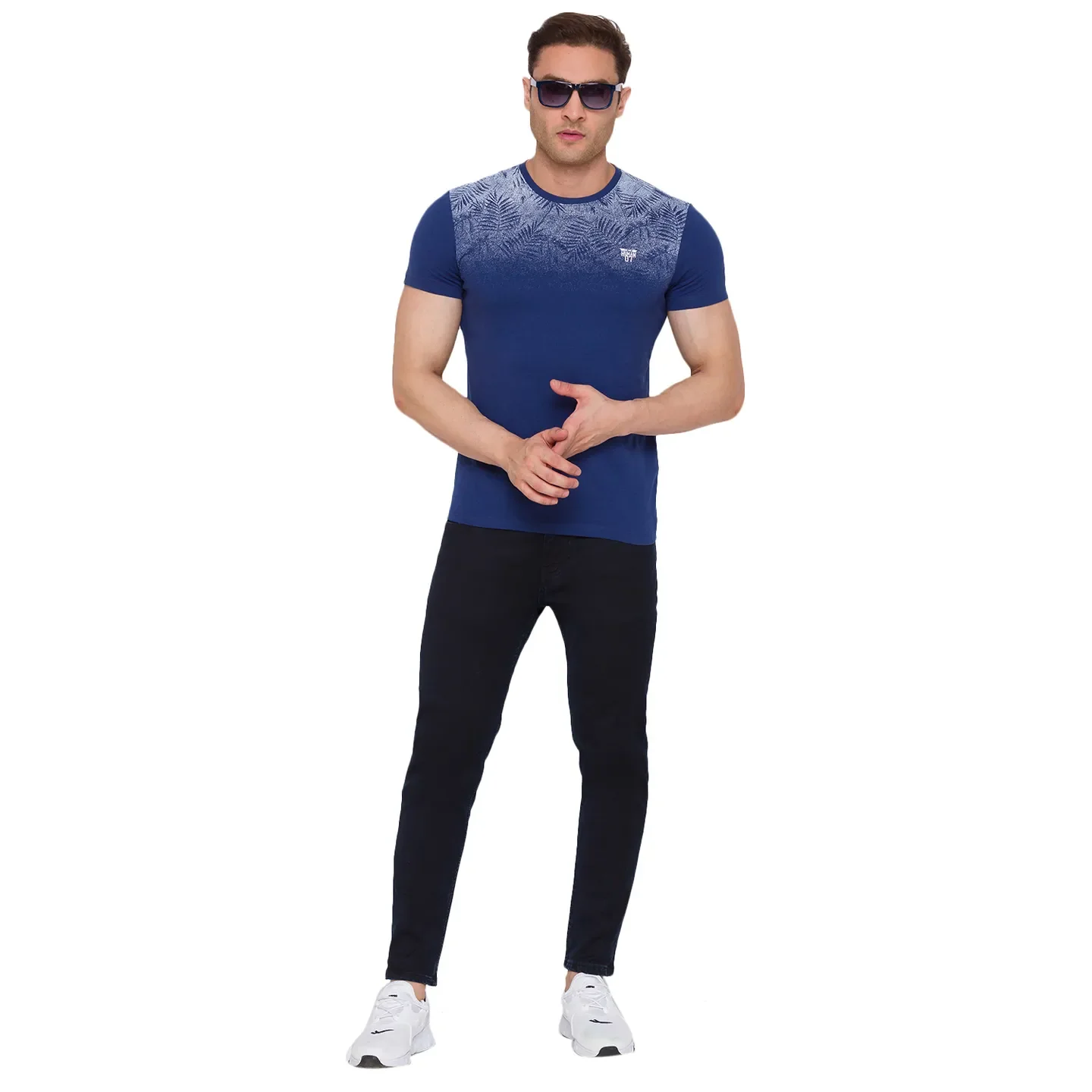 Blue Regular Fit Men's Short Sleeves T-Shirt by Being Human Clothing - Image 6