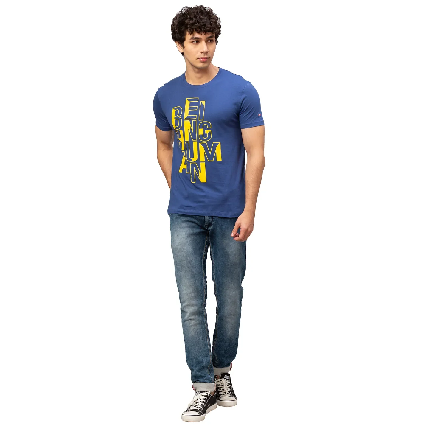 Blue Regular Fit Men's Short Sleeves T-Shirt by Being Human Clothing - Image 2