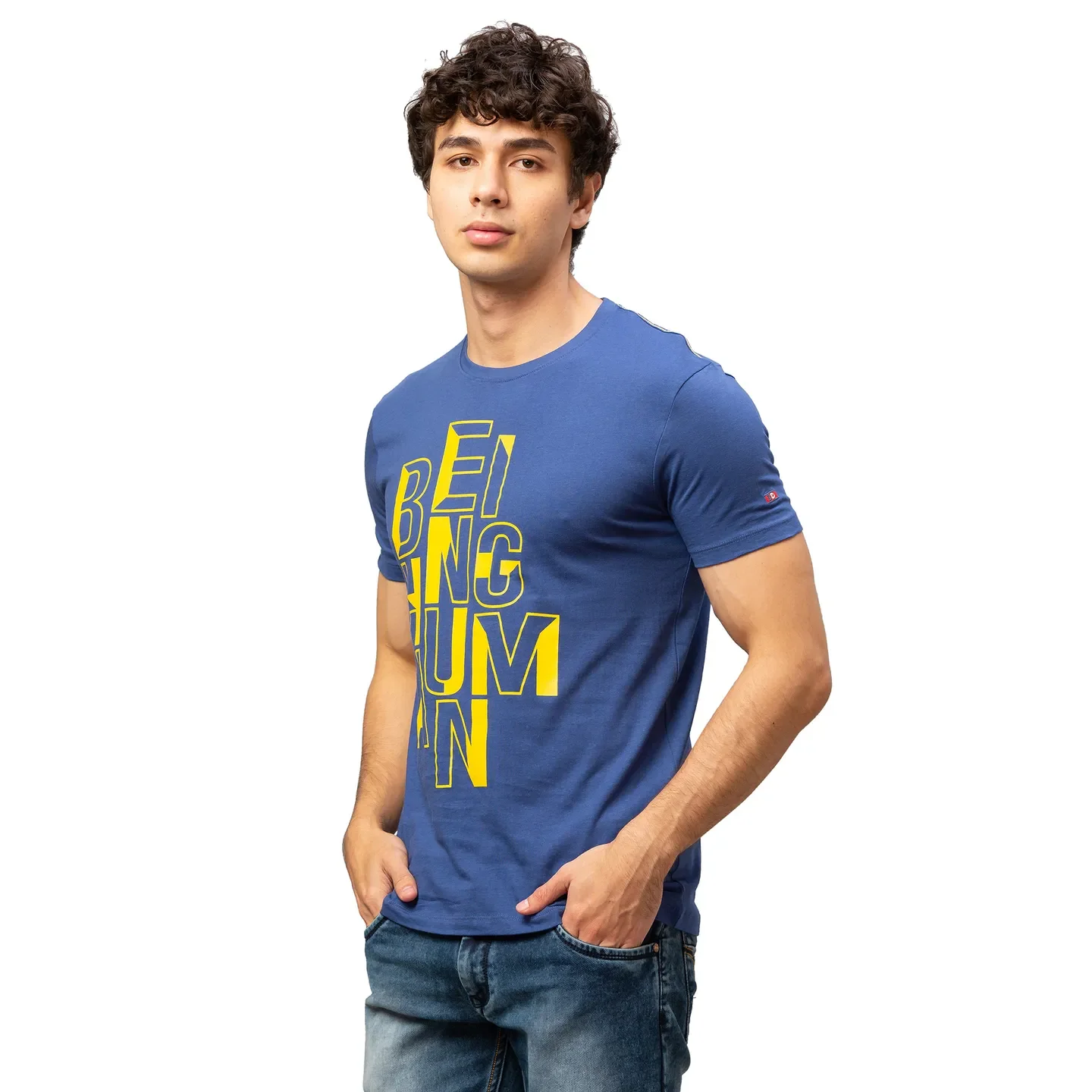 Blue Regular Fit Men's Short Sleeves T-Shirt by Being Human Clothing - Image 4
