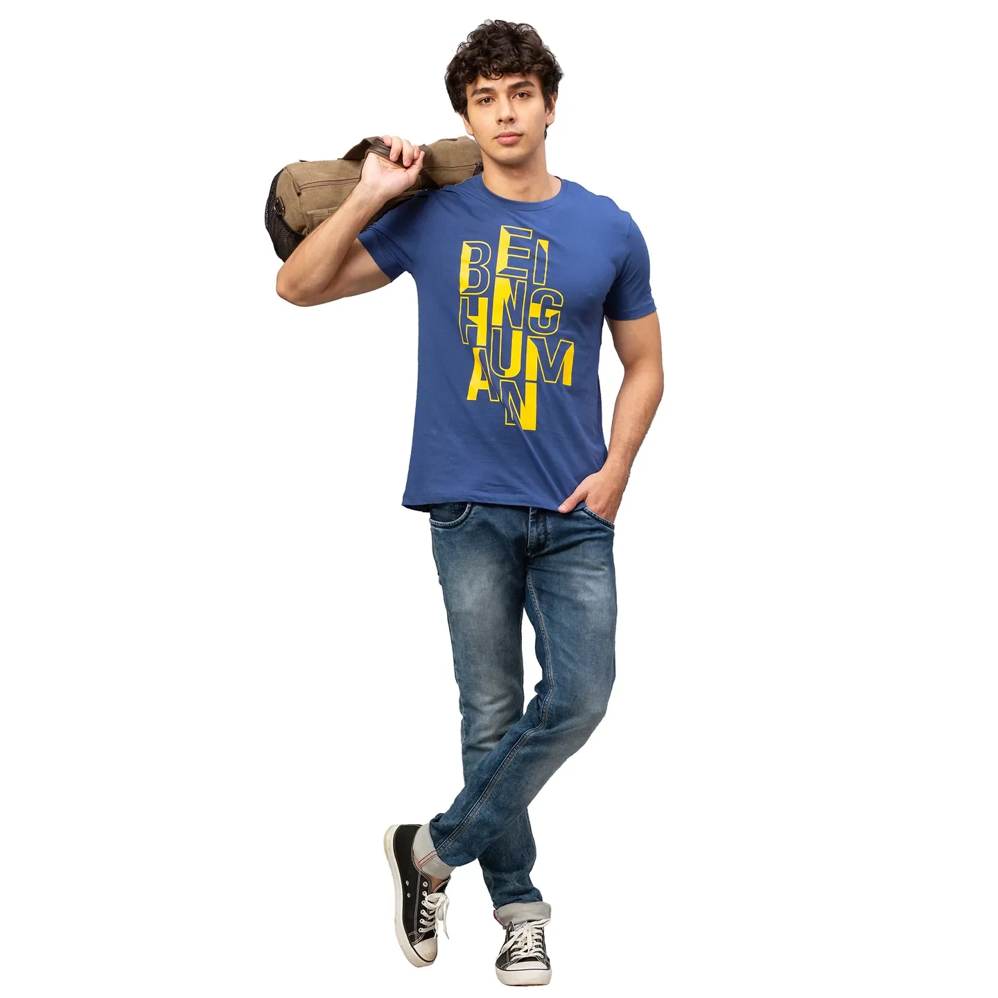 Blue Regular Fit Men's Short Sleeves T-Shirt by Being Human Clothing - Image 5
