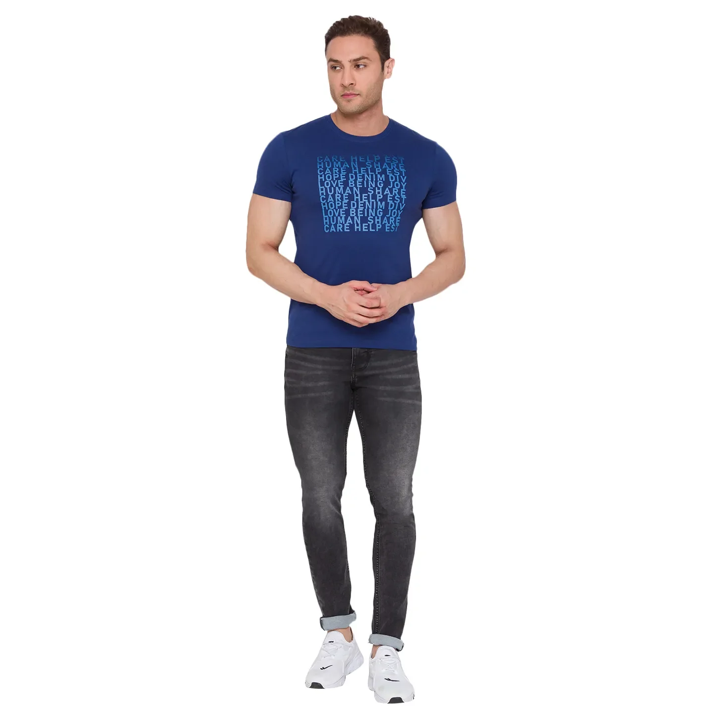 Blue Regular Fit Men's Short Sleeves T-Shirt by Being Human Clothing - Image 2