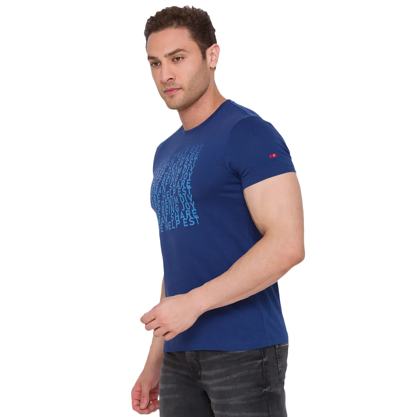 Blue Regular Fit Men's Short Sleeves T-Shirt by Being Human Clothing - Image 4