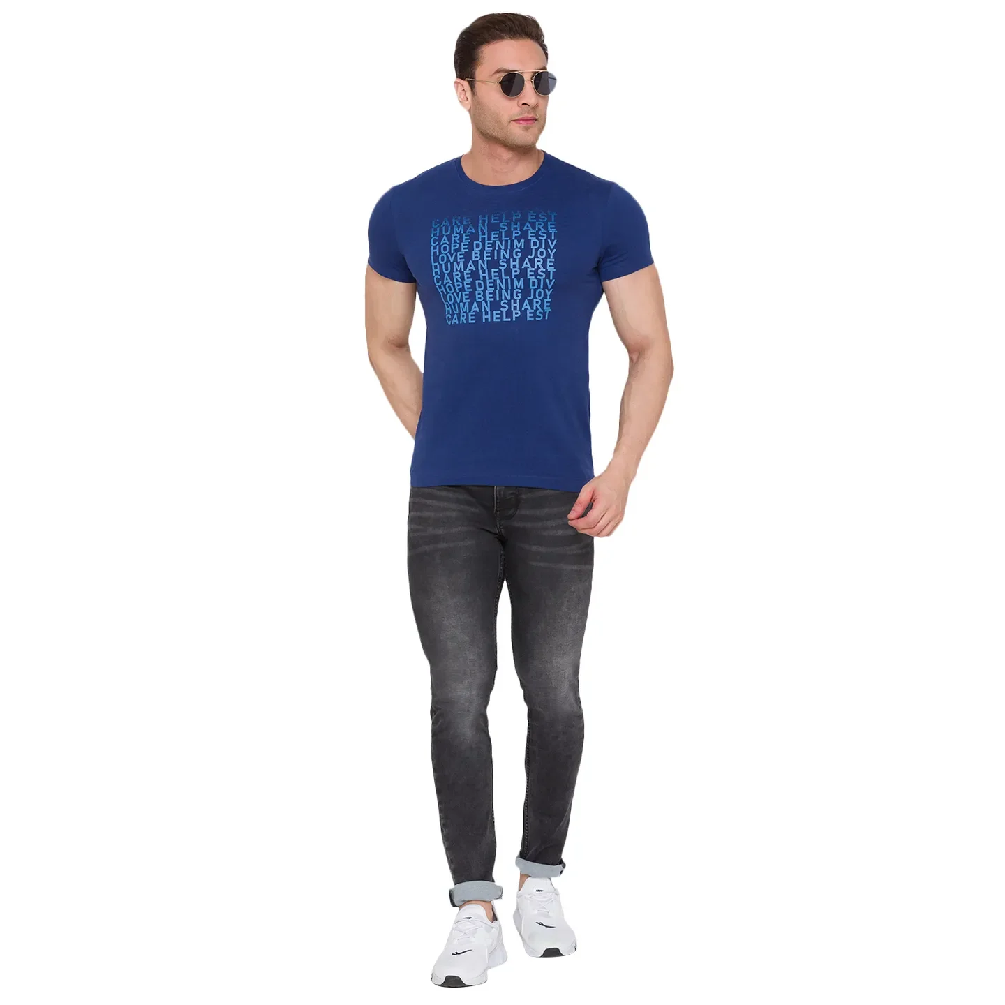 Blue Regular Fit Men's Short Sleeves T-Shirt by Being Human Clothing - Image 6