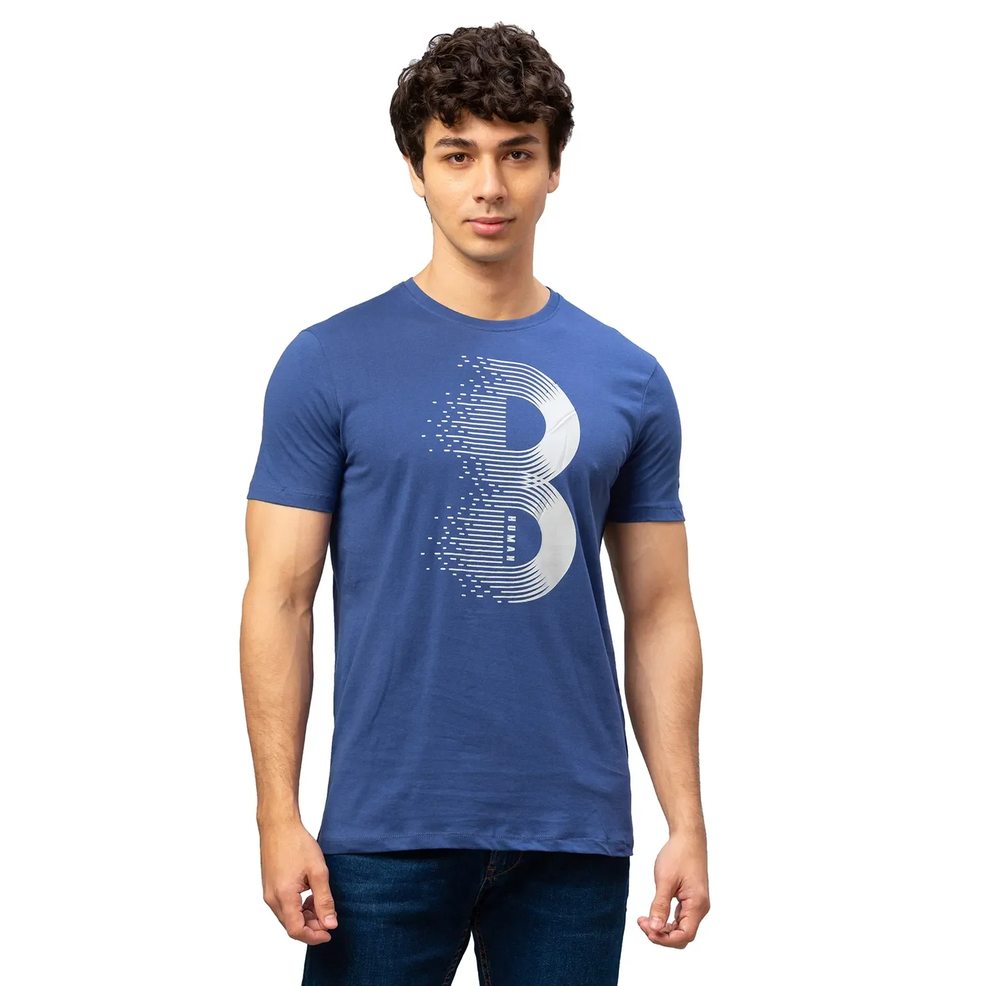 Blue Regular Fit Men's Short Sleeves T-Shirt by Being Human Clothing