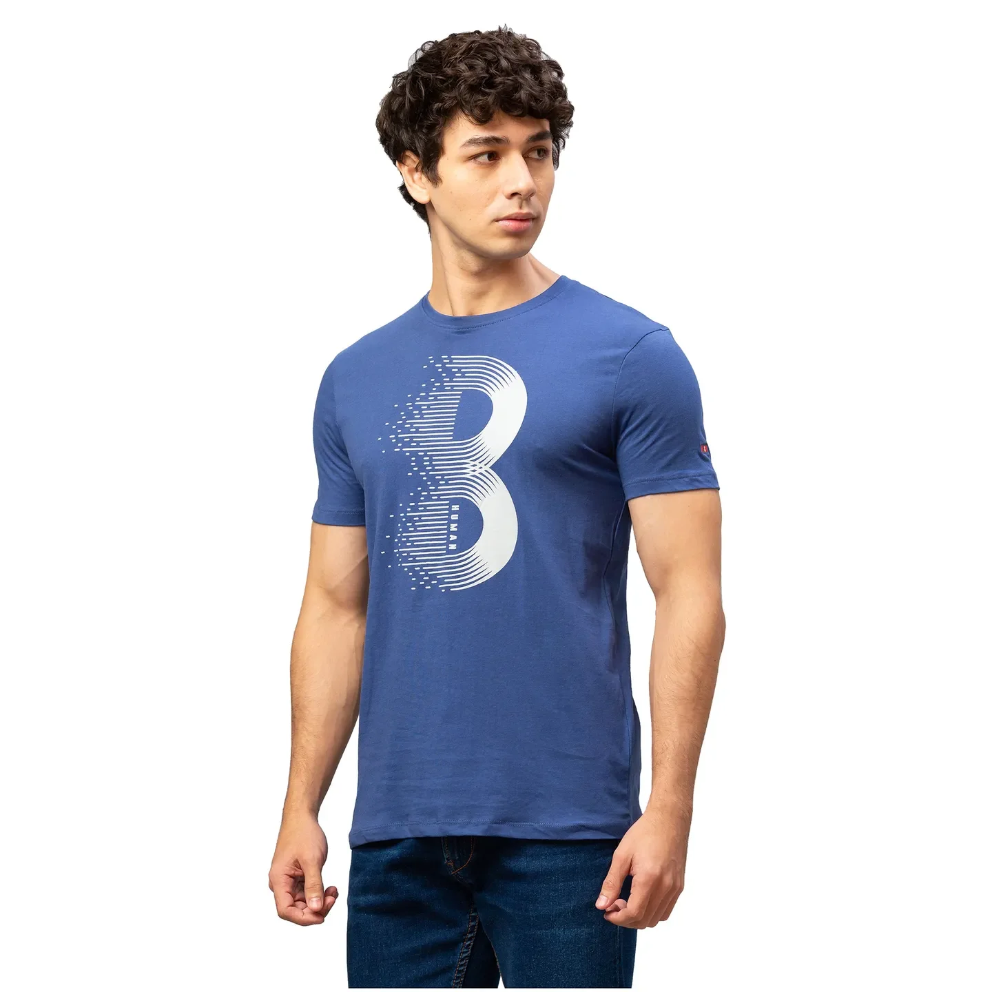 Blue Regular Fit Men's Short Sleeves T-Shirt by Being Human Clothing - Image 2