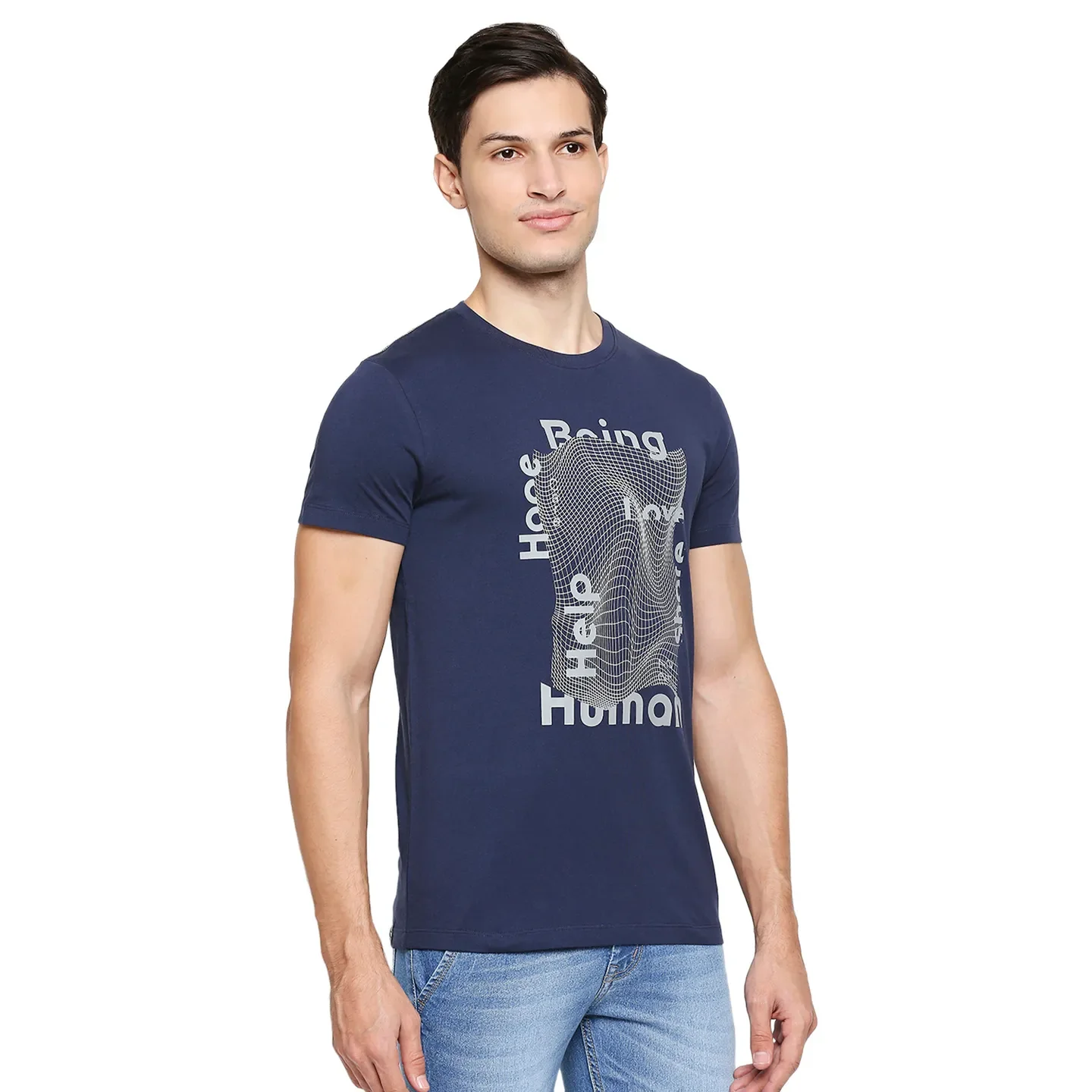 Blue Regular Fit Men's Short Sleeves T-Shirt by Being Human Clothing - Image 3