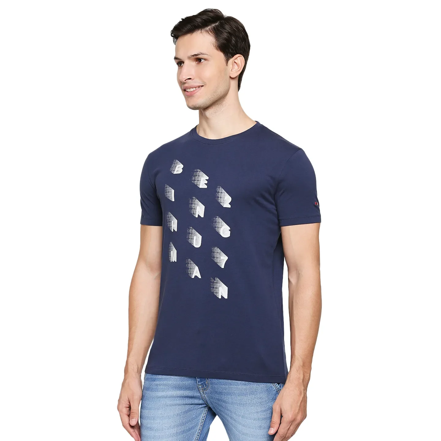 Blue Regular Fit Men's Short Sleeves T-Shirt by Being Human Clothing - Image 2