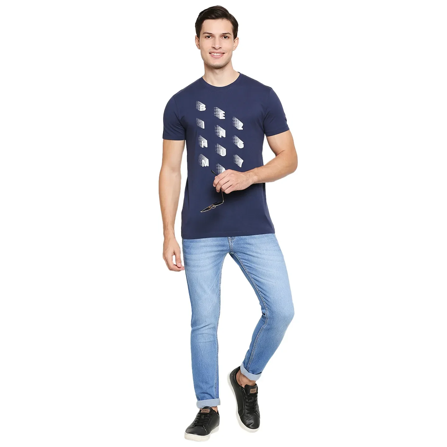 Blue Regular Fit Men's Short Sleeves T-Shirt by Being Human Clothing - Image 6