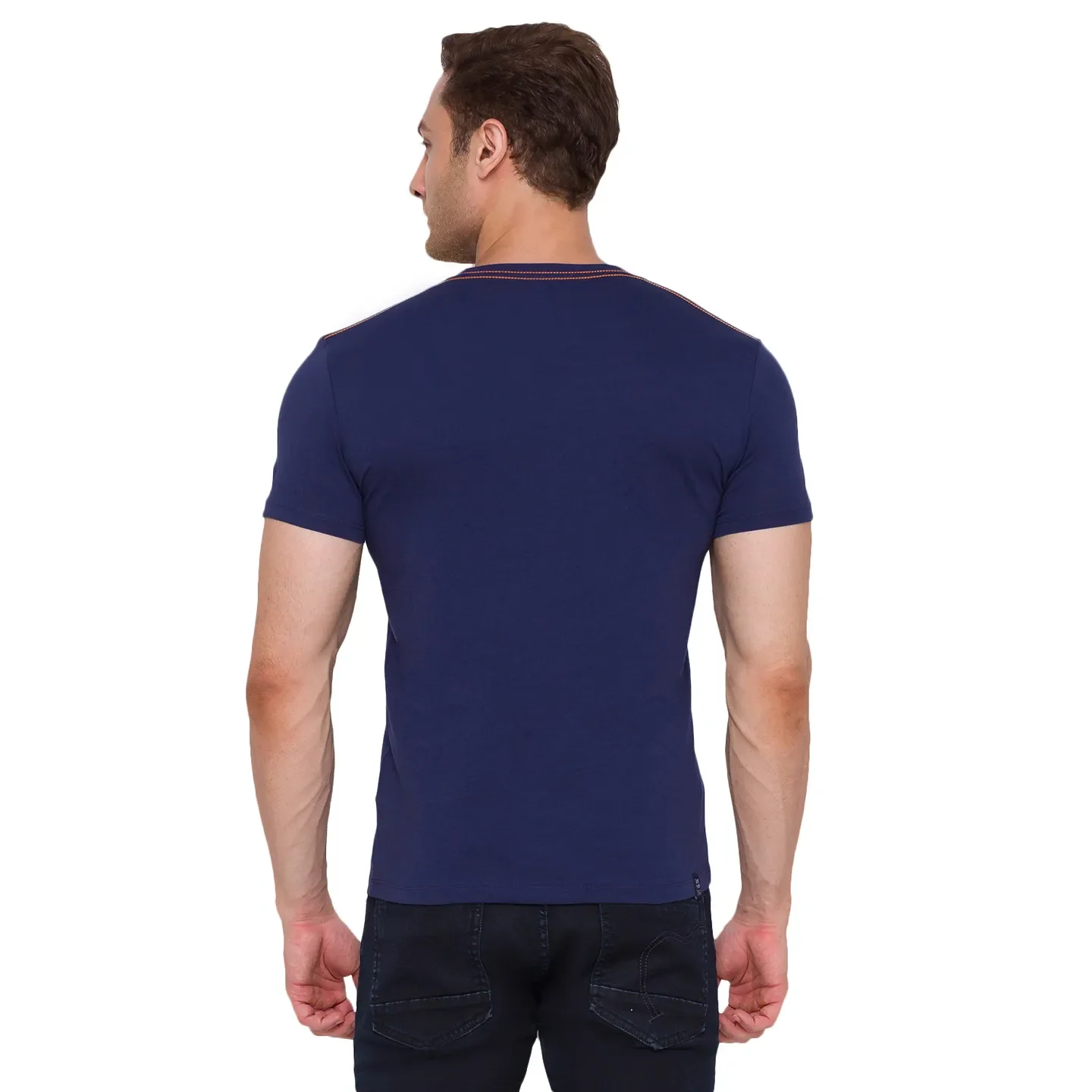 Blue Regular Fit Men's Short Sleeves T-Shirt by Being Human Clothing - Image 3